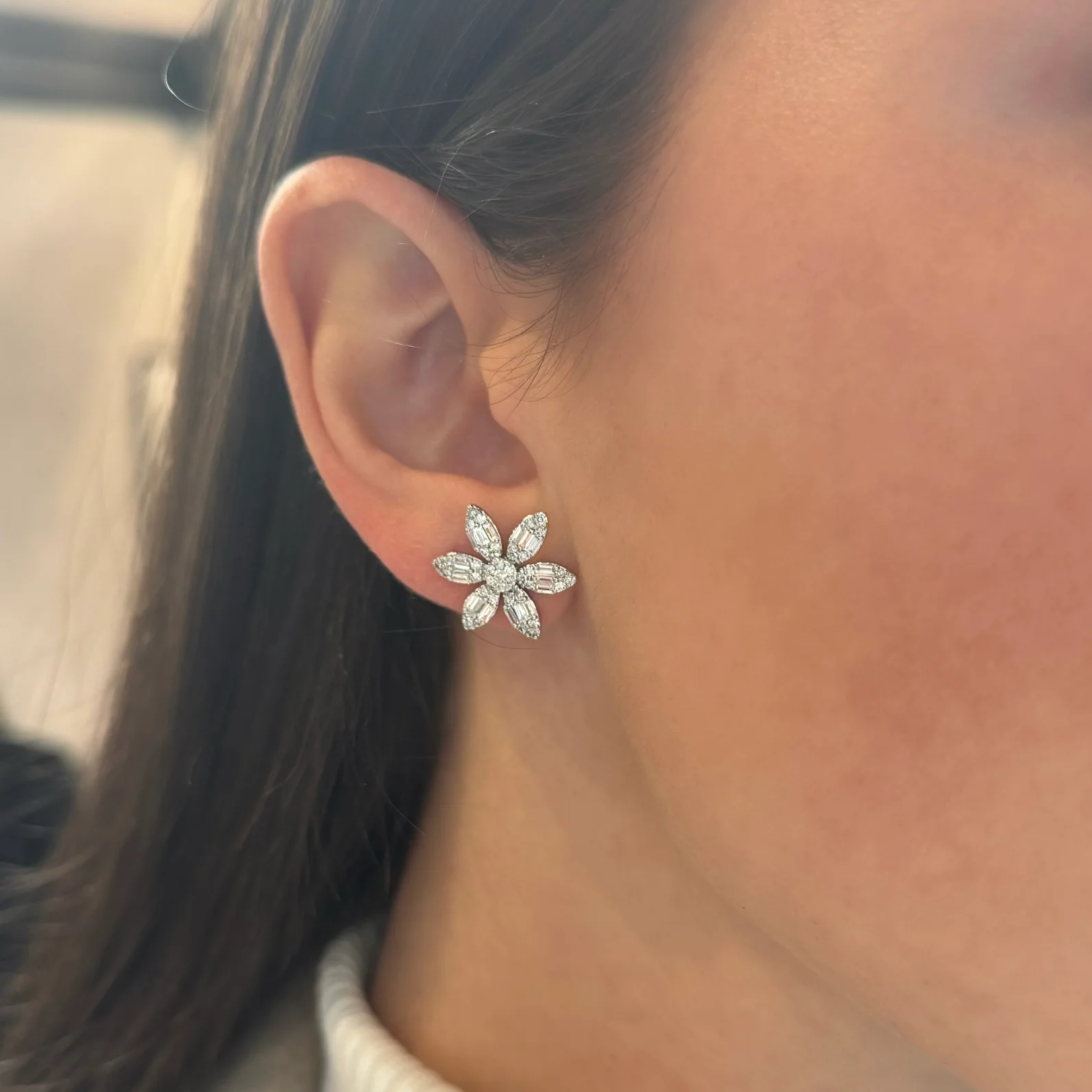 14K GOLD DIAMOND LORELAI FLOWER STUDS - Image 2