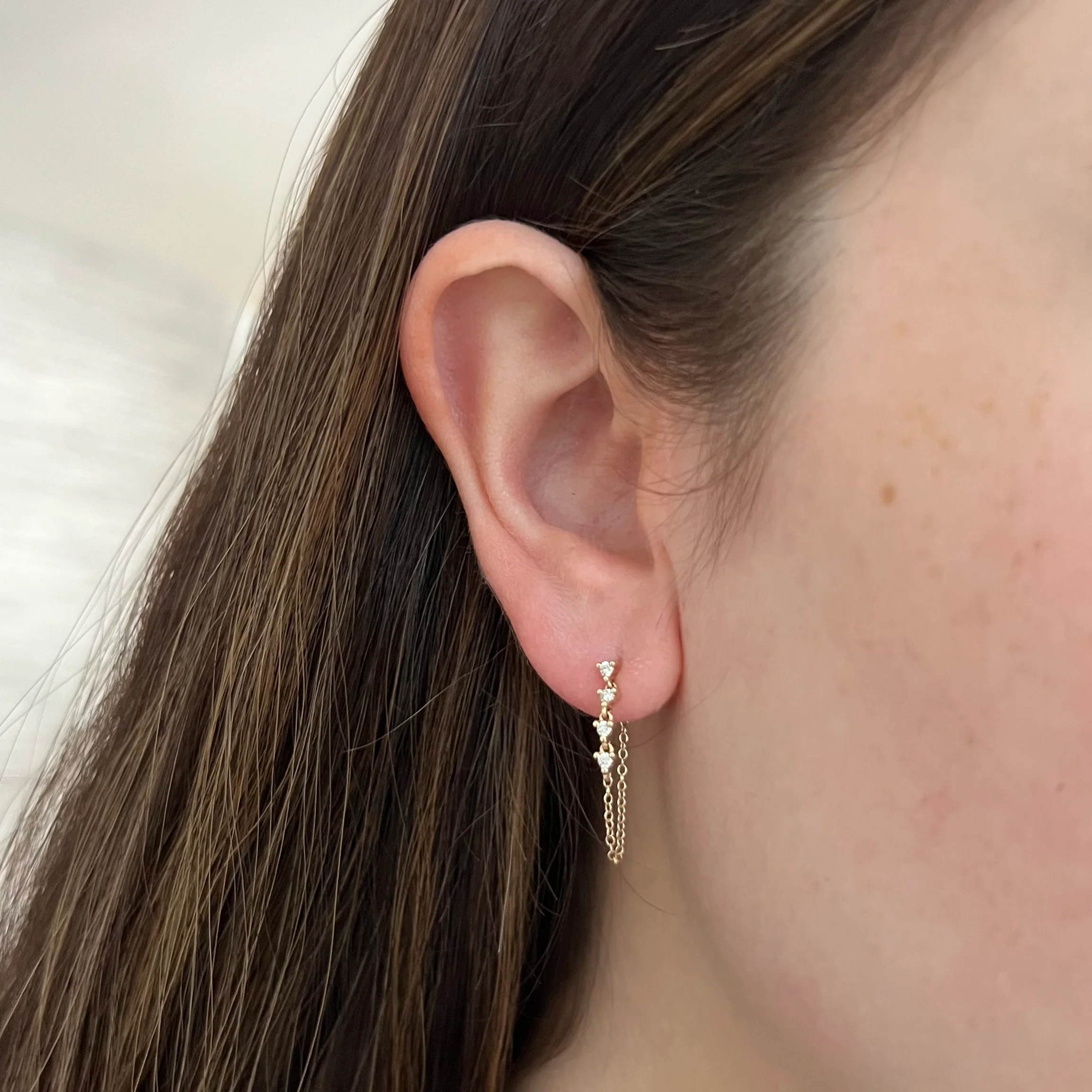 14K GOLD DIAMOND LORI EARRINGS - Image 2