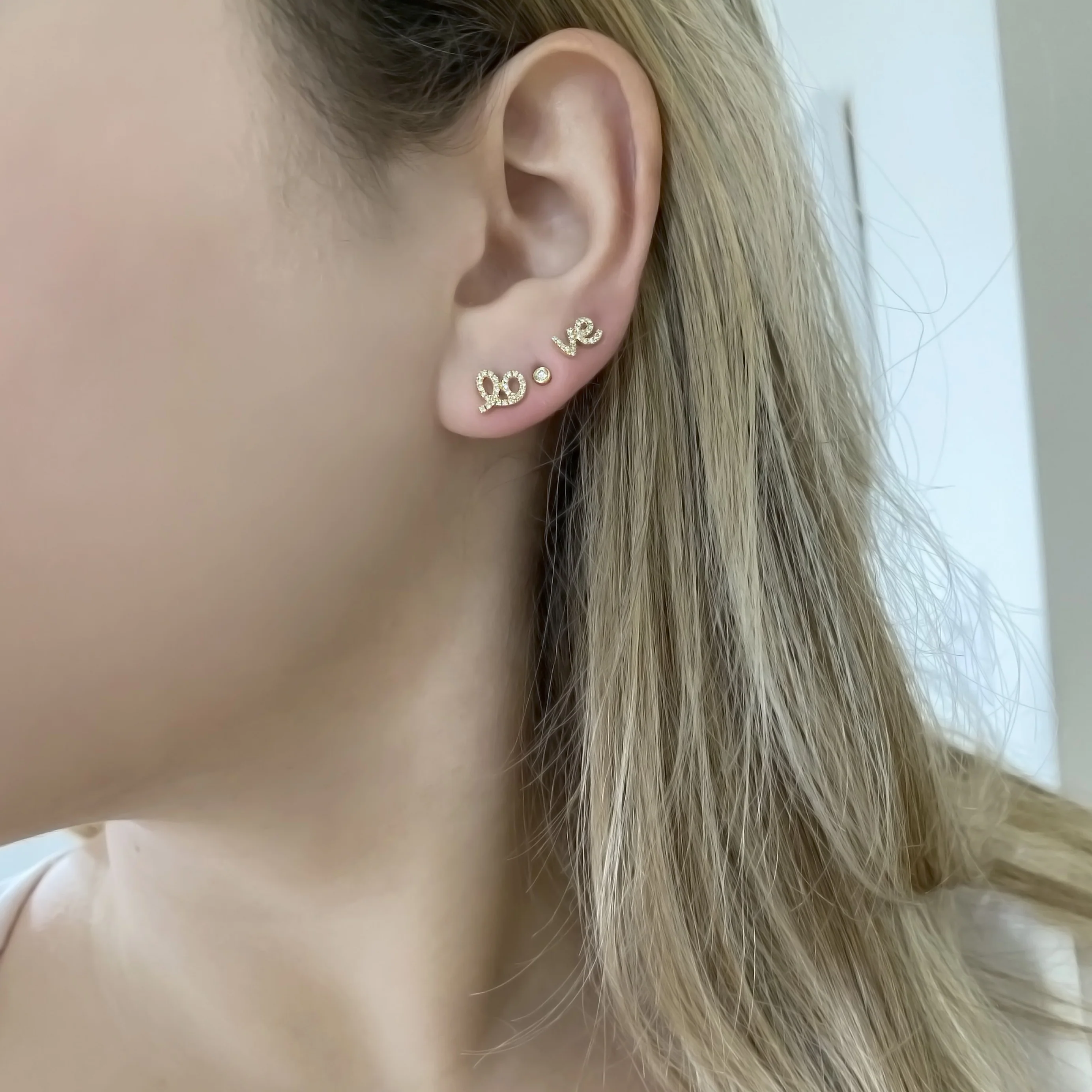 14K GOLD DIAMOND LACEY LOVE STUDS - Image 2