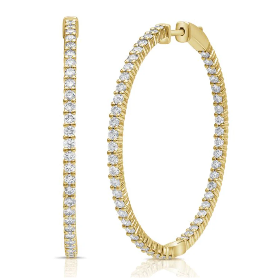 14K GOLD DIAMOND MADISON HOOPS - Image 3