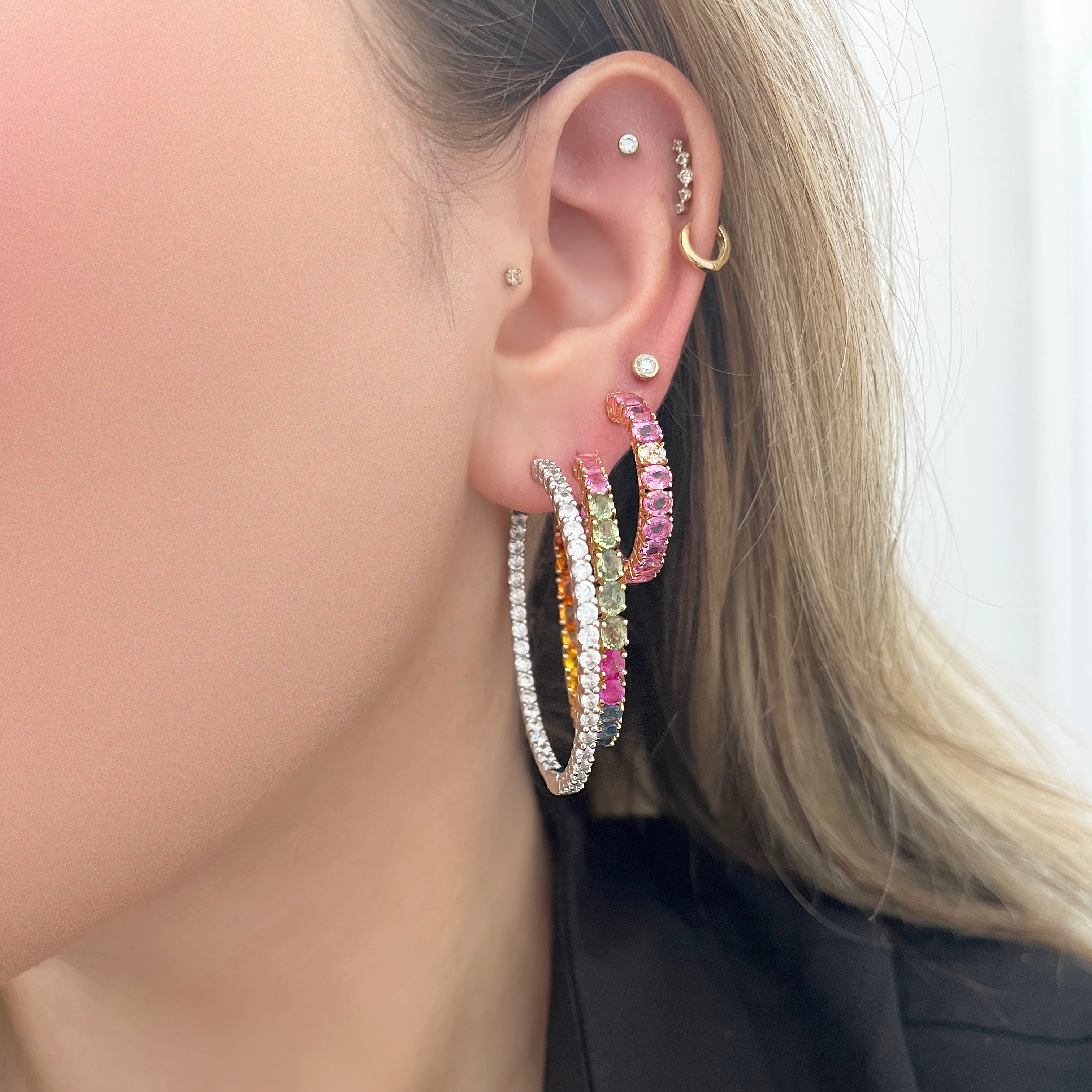 14K GOLD DIAMOND MADISON HOOPS - Image 4