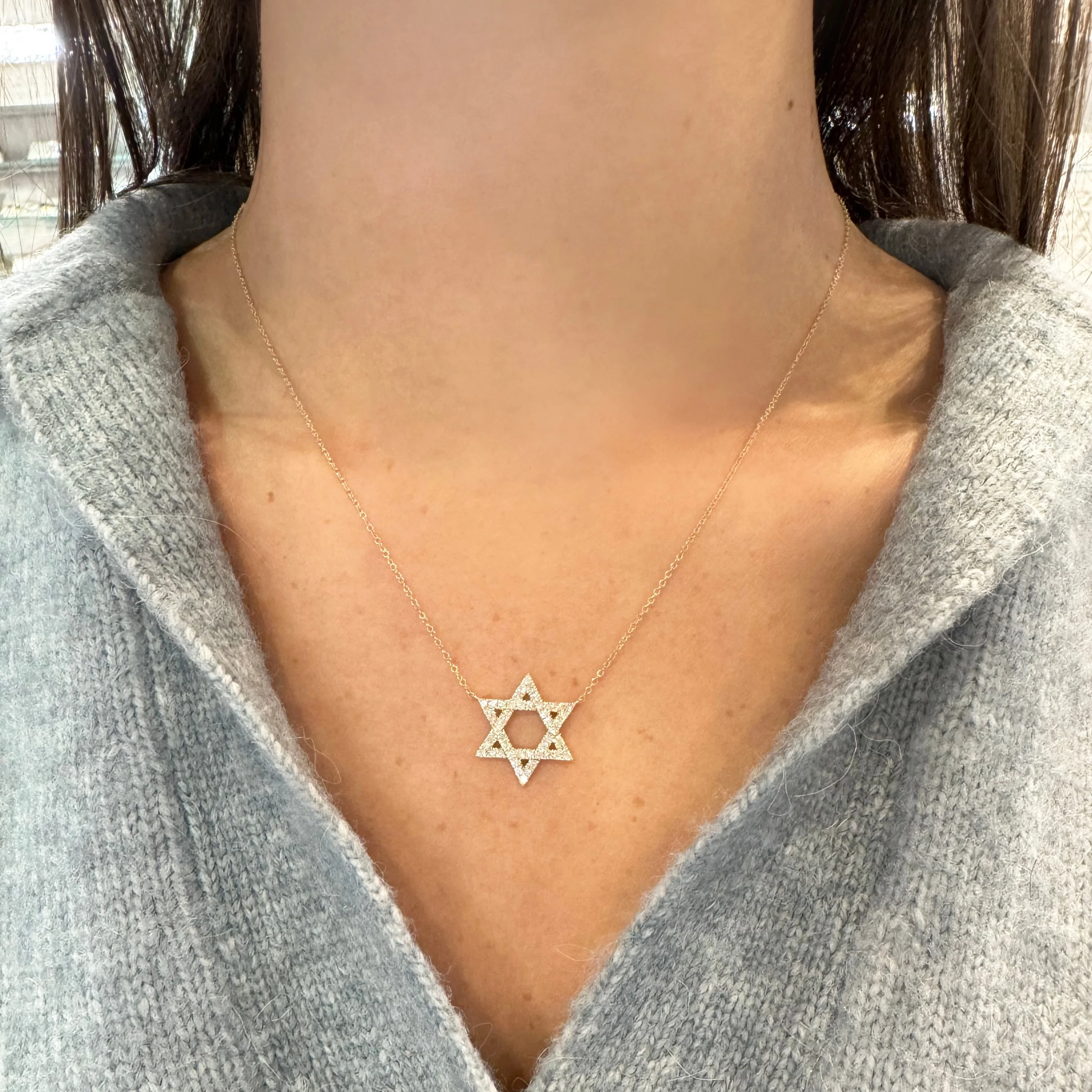 14K GOLD DIAMOND MAGEN DAVID NECKLACE - Image 3