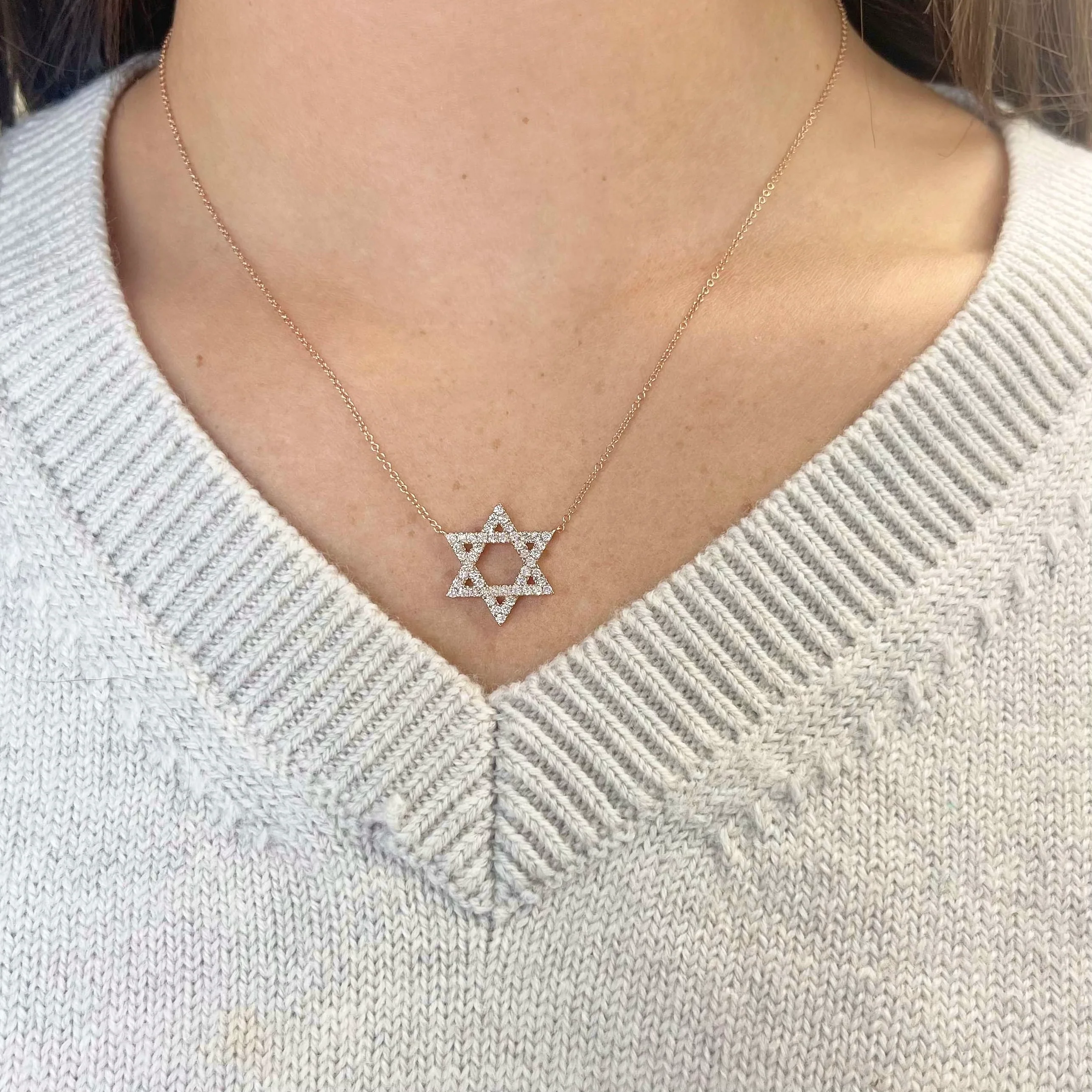 14K GOLD DIAMOND MAGEN DAVID NECKLACE - Image 4