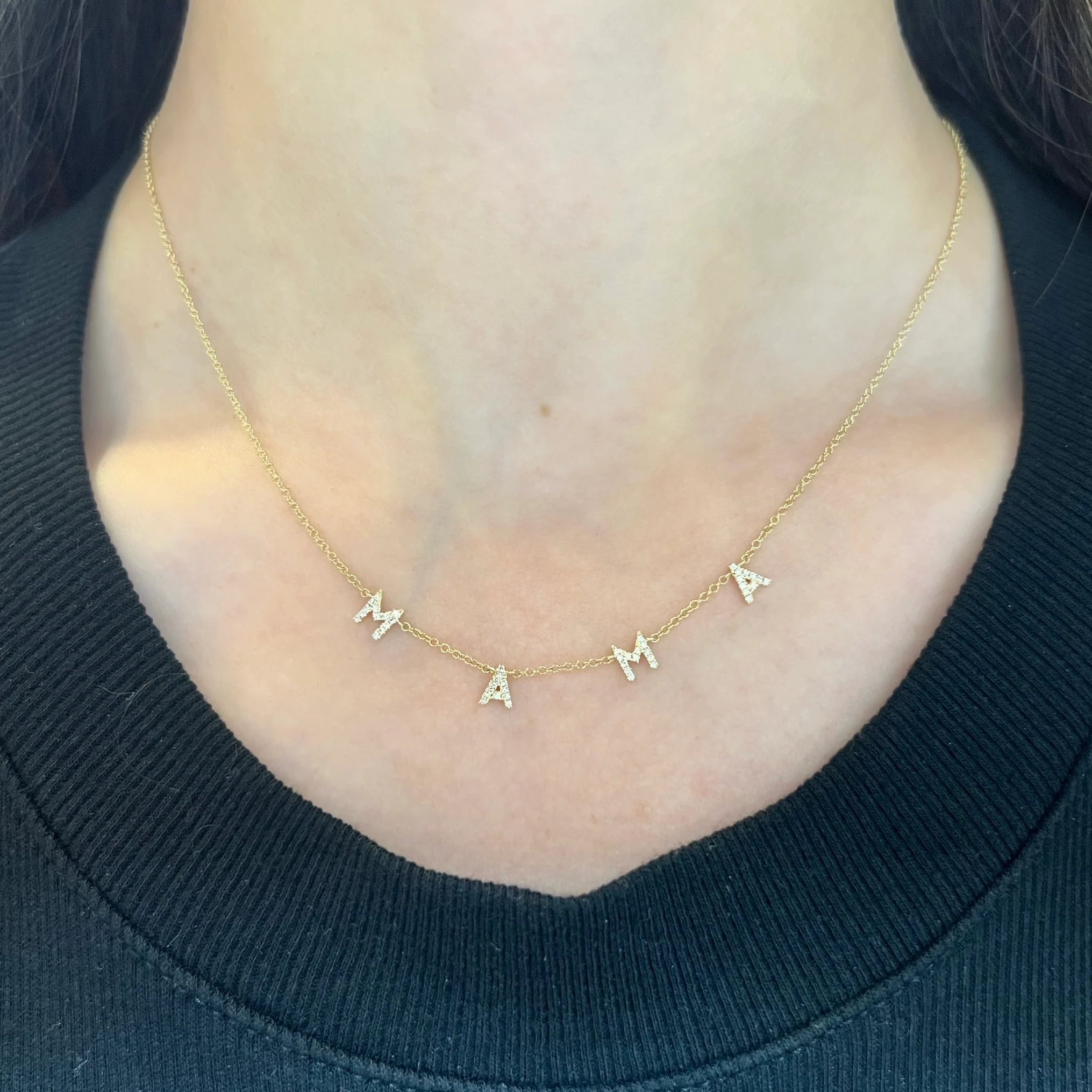 14K GOLD DIAMOND MAMA NECKLACE - Image 2