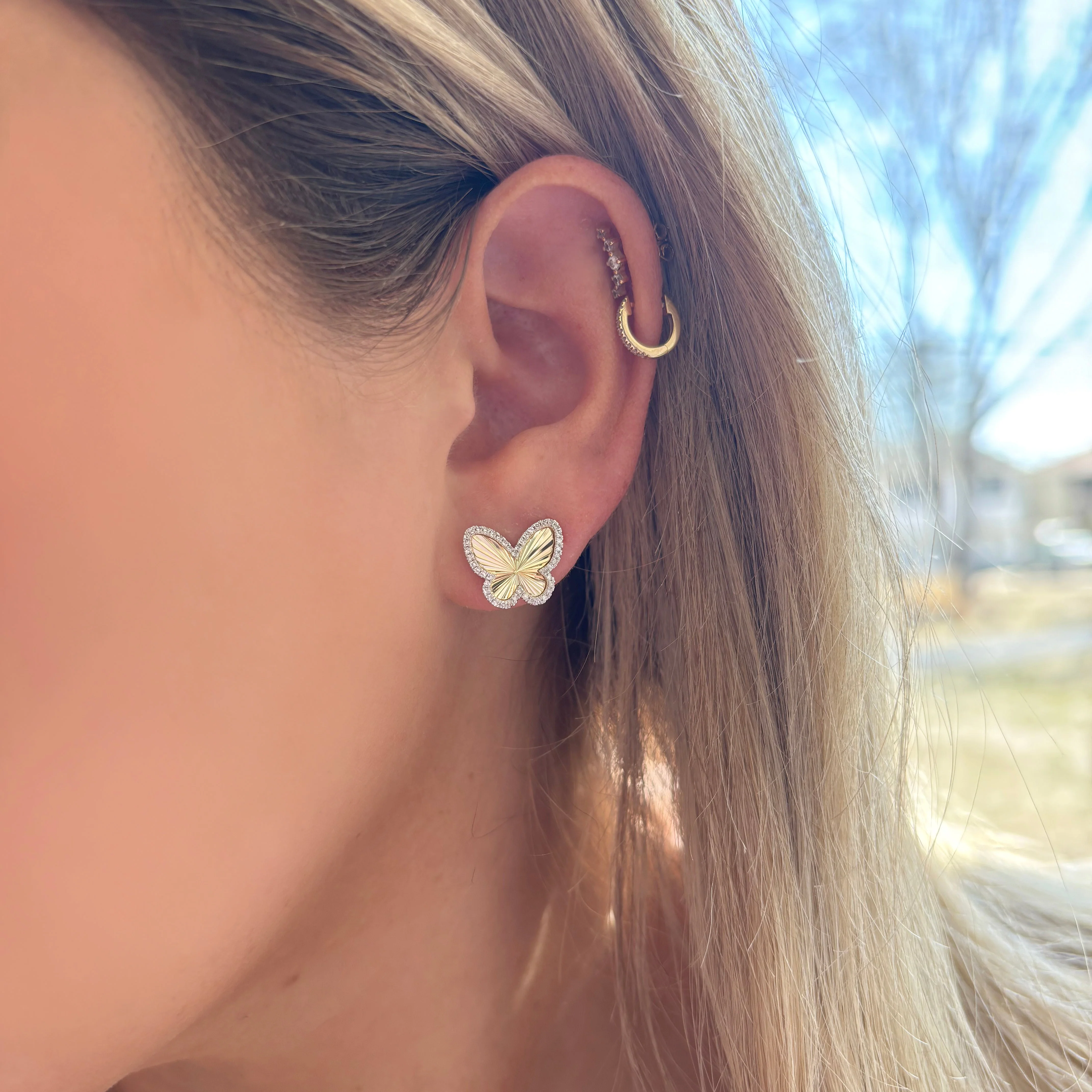 14K GOLD DIAMOND MARA BUTTERFLY STUDS - Image 2