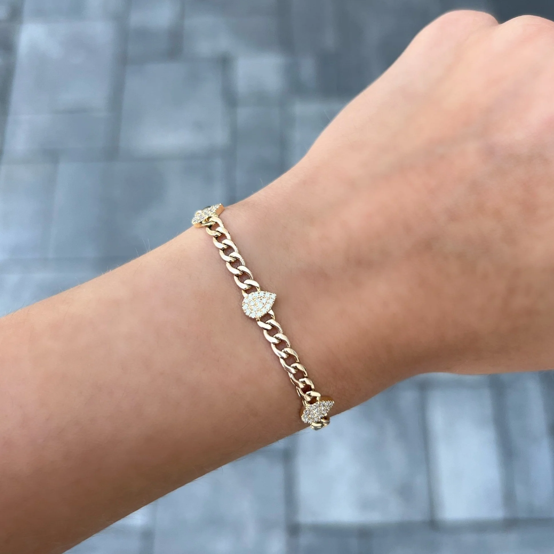 14K GOLD DIAMOND MEDIUM DANIELLE PEAR BRACELET - Image 3