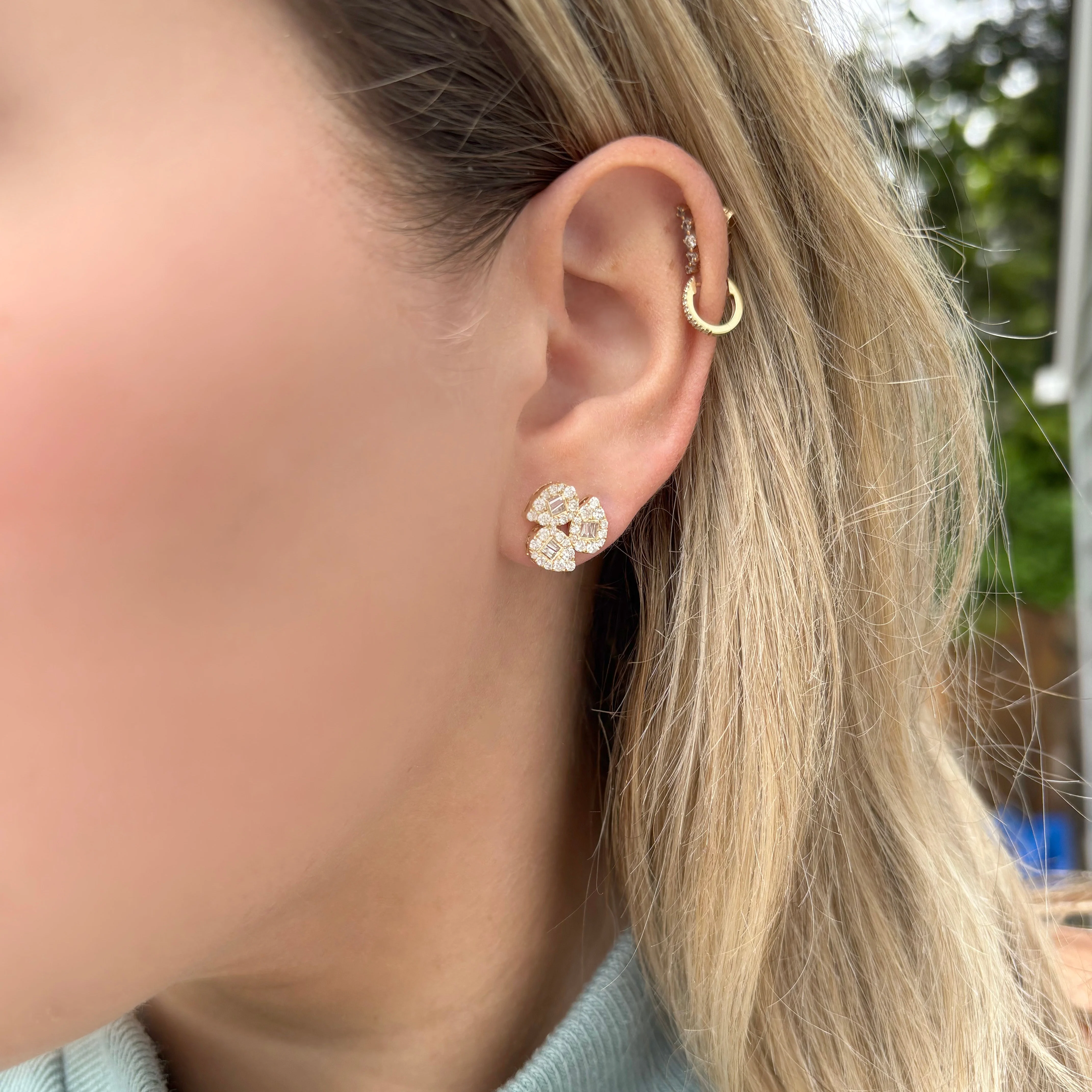 14K GOLD DIAMOND MEDIUM EVIE PEAR STUDS - Image 2
