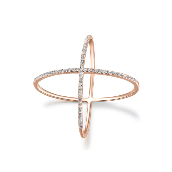14K GOLD DIAMOND LARGE MELISSA X RING - Image 3