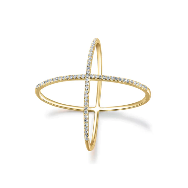 14K GOLD DIAMOND LARGE MELISSA X RING - Image 4