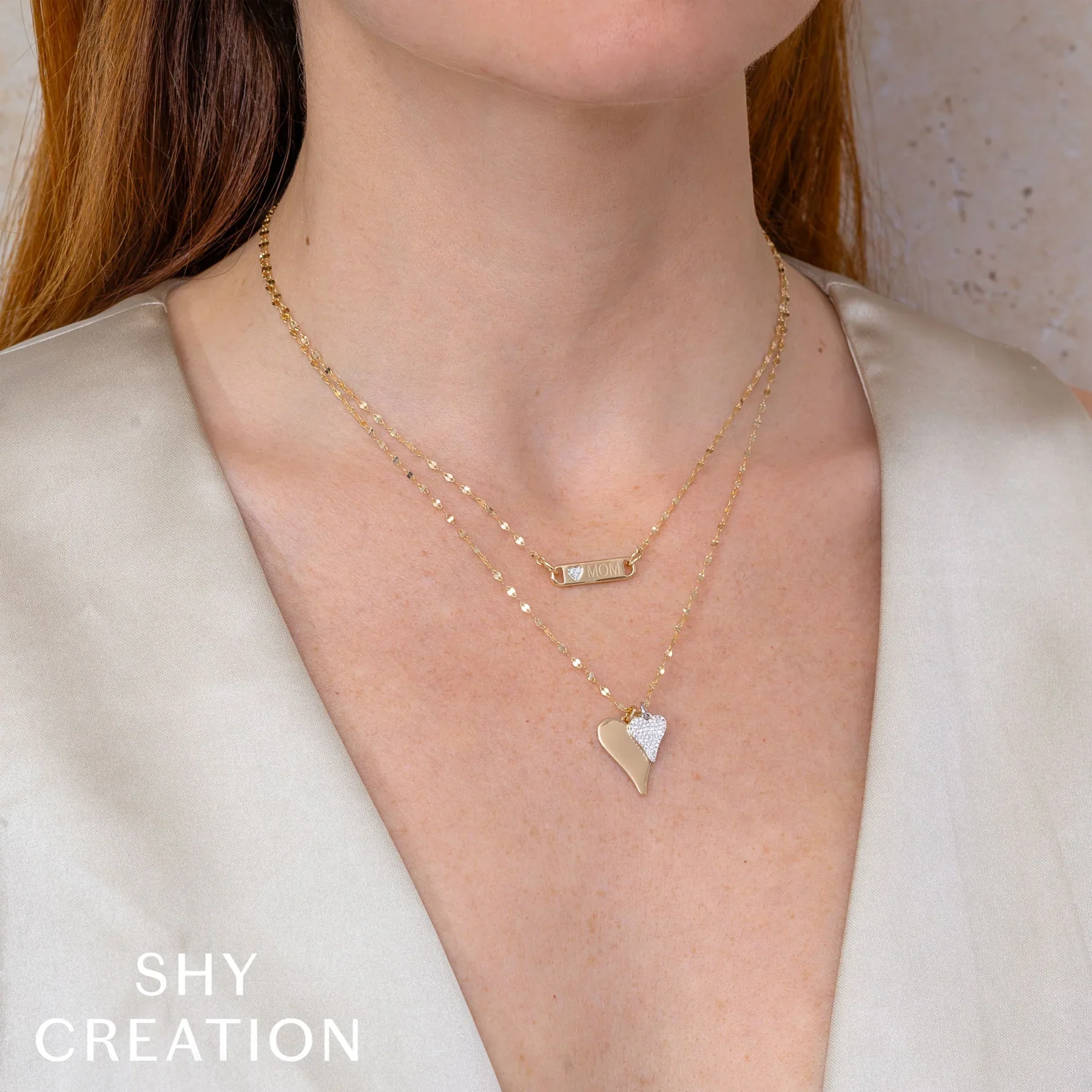14K GOLD DIAMOND MIA HEART NECKLACE - Image 4
