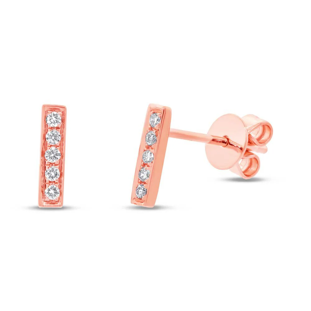 14K GOLD DIAMOND MINI BAR STUDS - Image 4