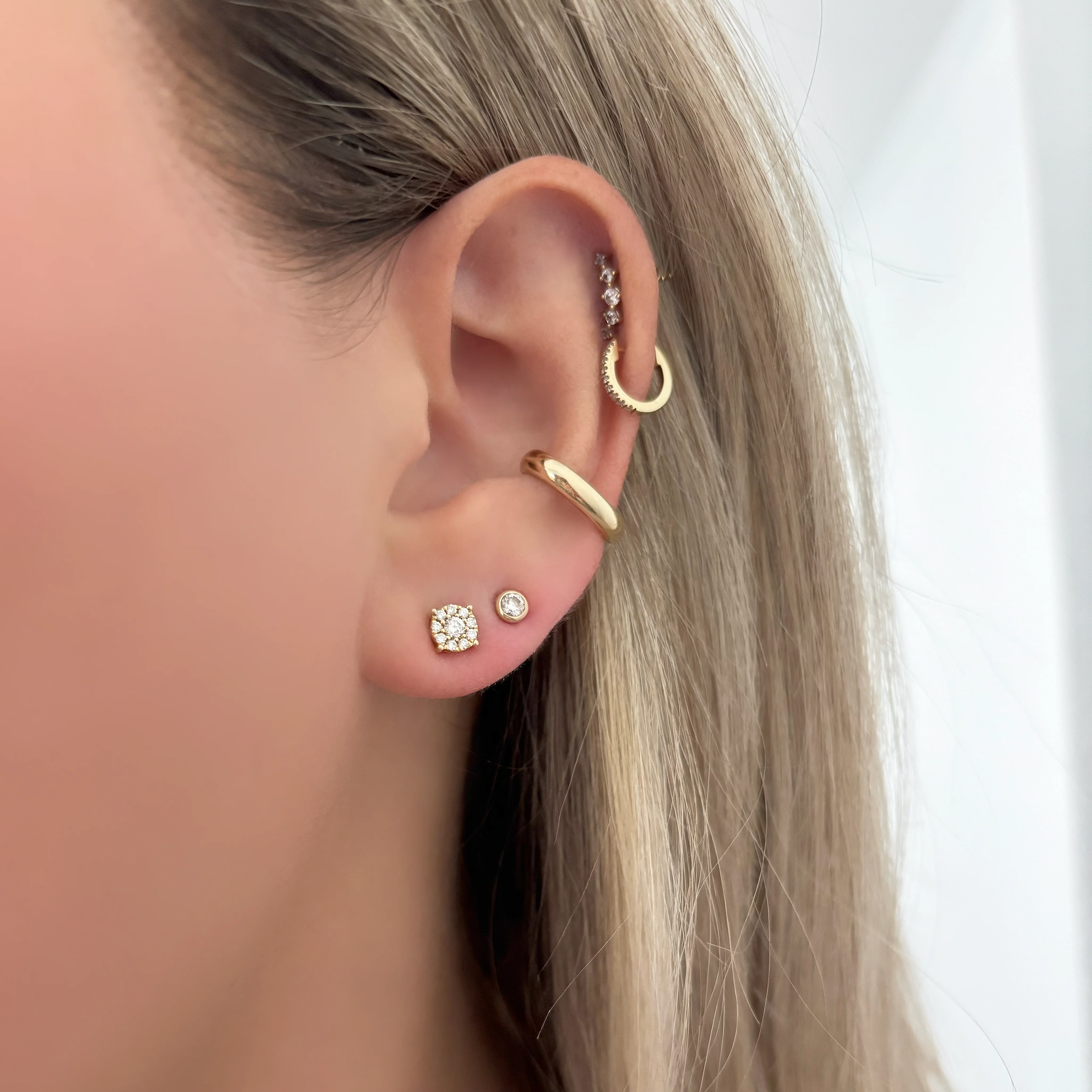 14K GOLD DIAMOND MINI BELLA STUDS - Image 2