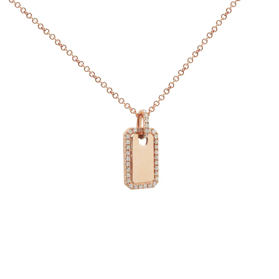 14K GOLD DIAMOND MINI DOG TAG NECKLACE - Image 3