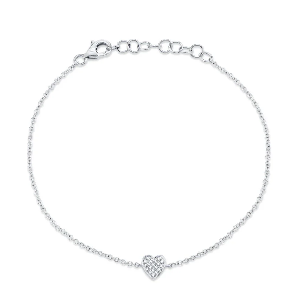 14K GOLD DIAMOND MINI HEART BRACELET - Image 3