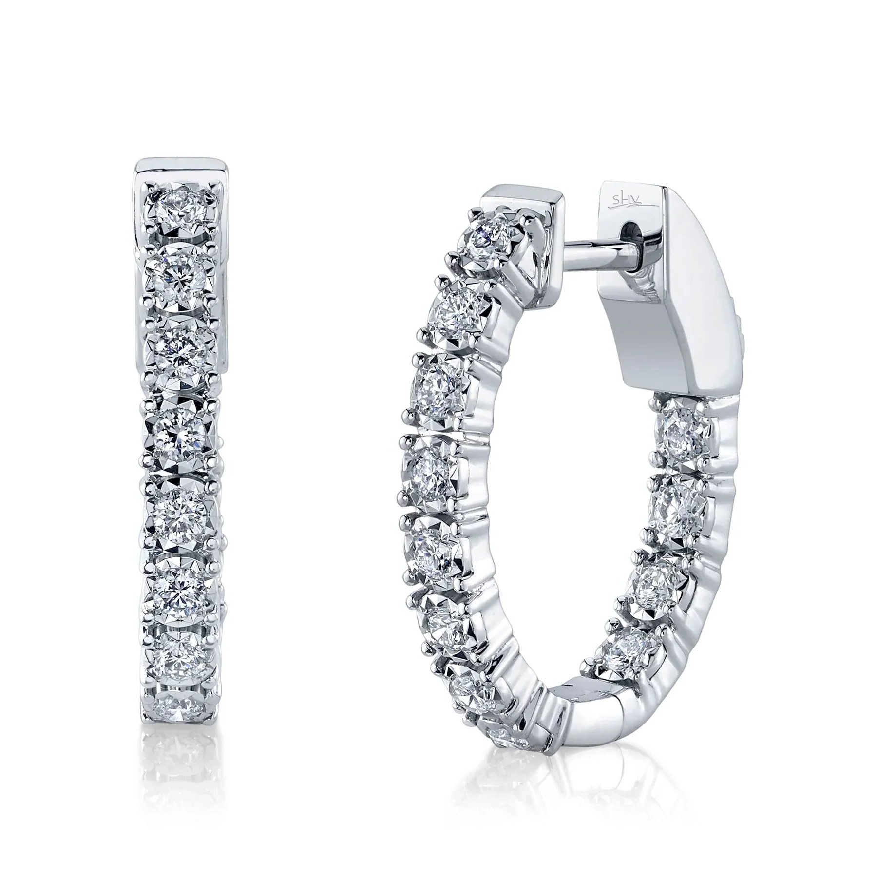 14K GOLD DIAMOND MINI OVAL JEN HOOPS