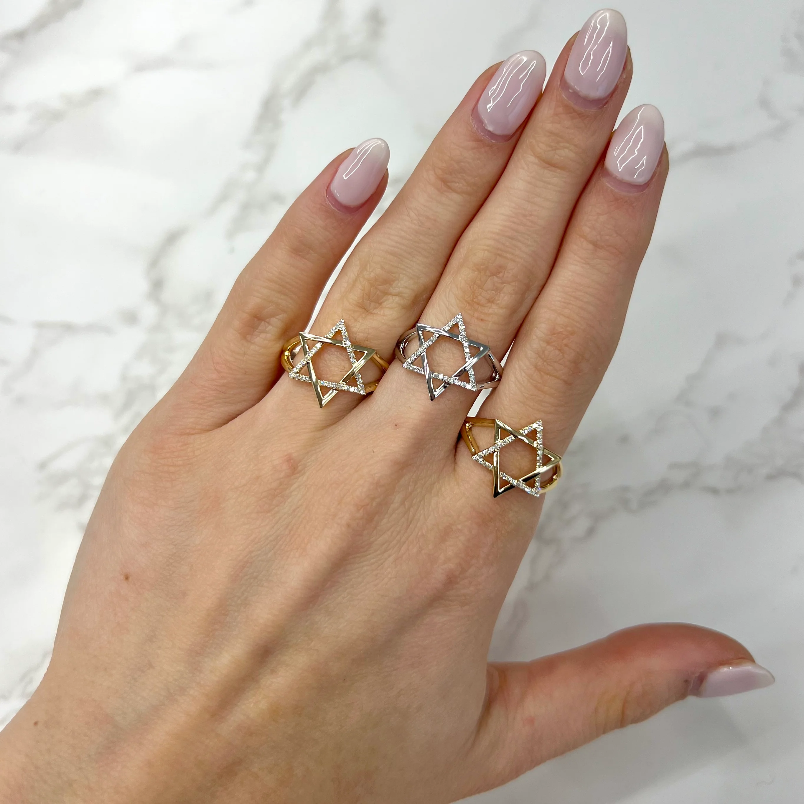 14K GOLD DIAMOND NOA MAGEN DAVID RING - Image 5