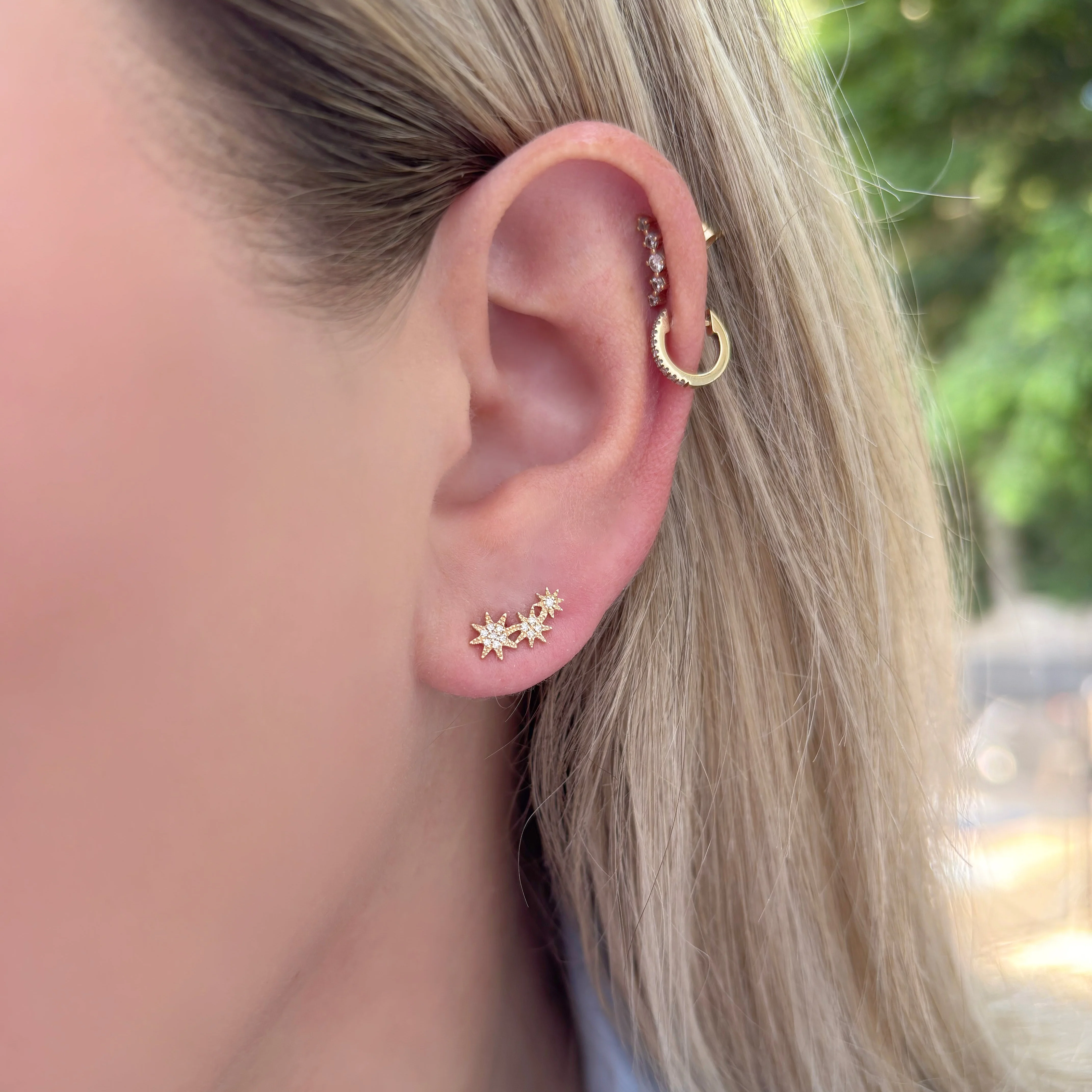 14K GOLD DIAMOND NOA STAR STUDS - Image 2