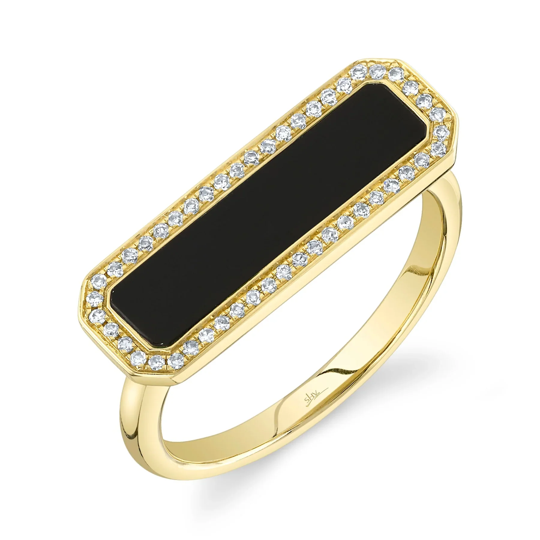 14K GOLD DIAMOND ONYX DANI RING