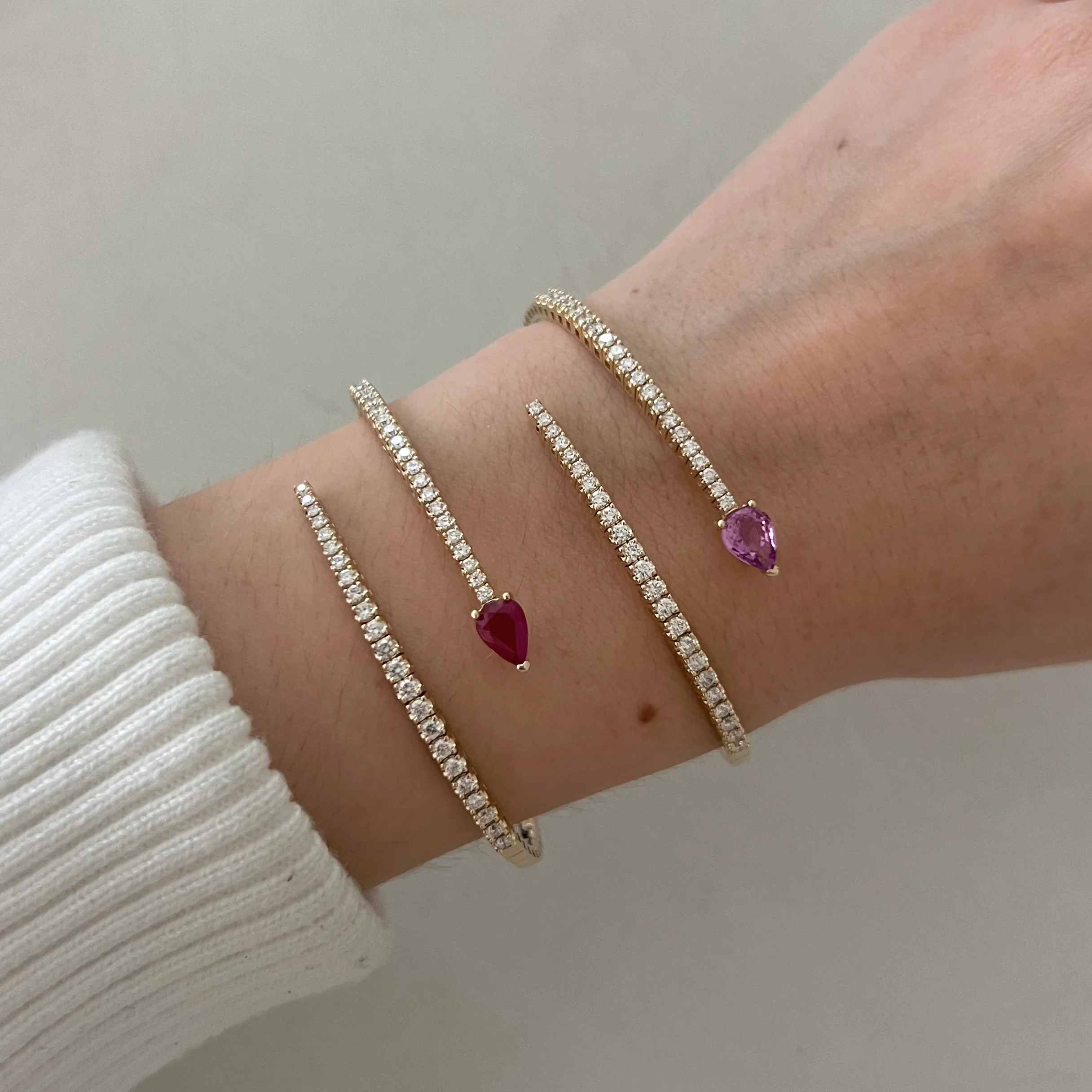 14K GOLD DIAMOND RUBY JULIETTE FLEX BANGLE - Image 2