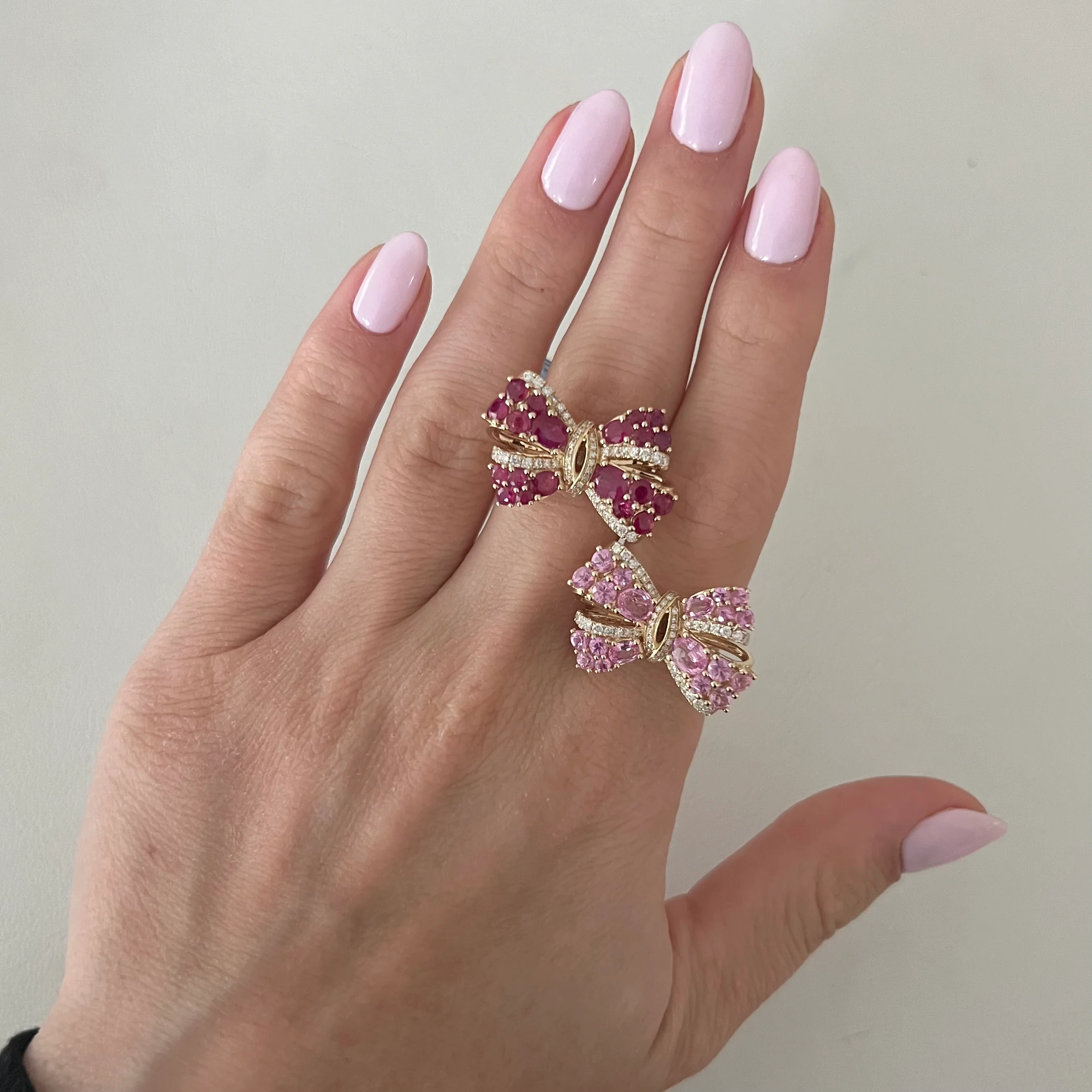 14K GOLD DIAMOND RUBY KATIE BOW RING - Image 3
