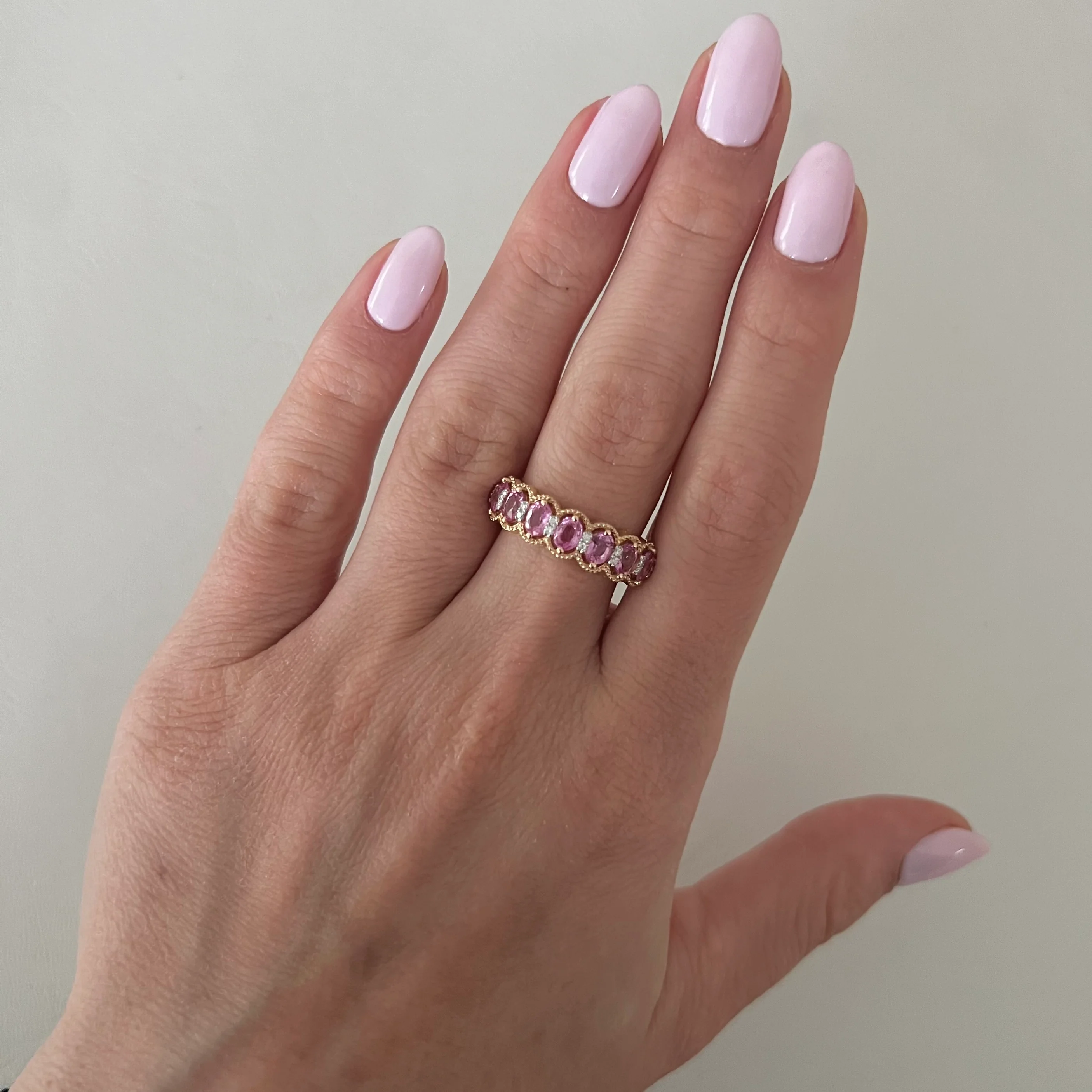 14K GOLD DIAMOND PINK SAPPHIRE TATUM RING