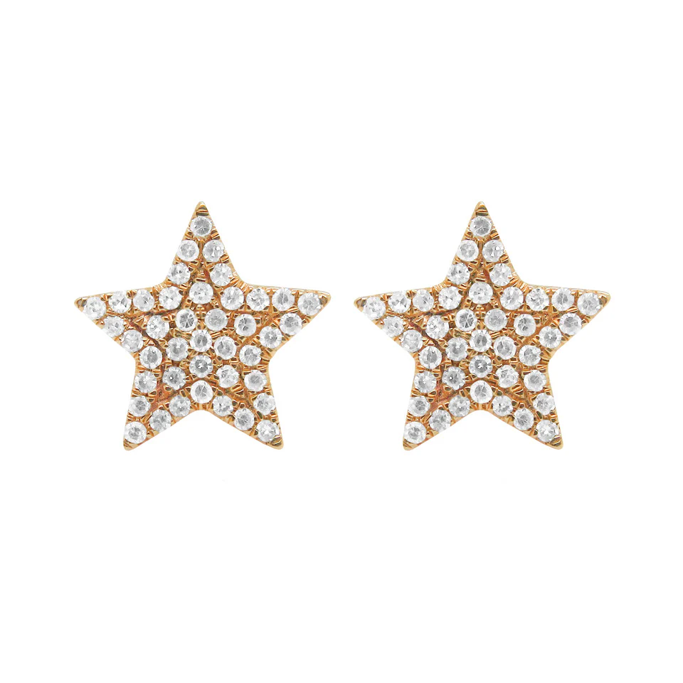 14K GOLD DIAMOND RANDY STAR STUDS