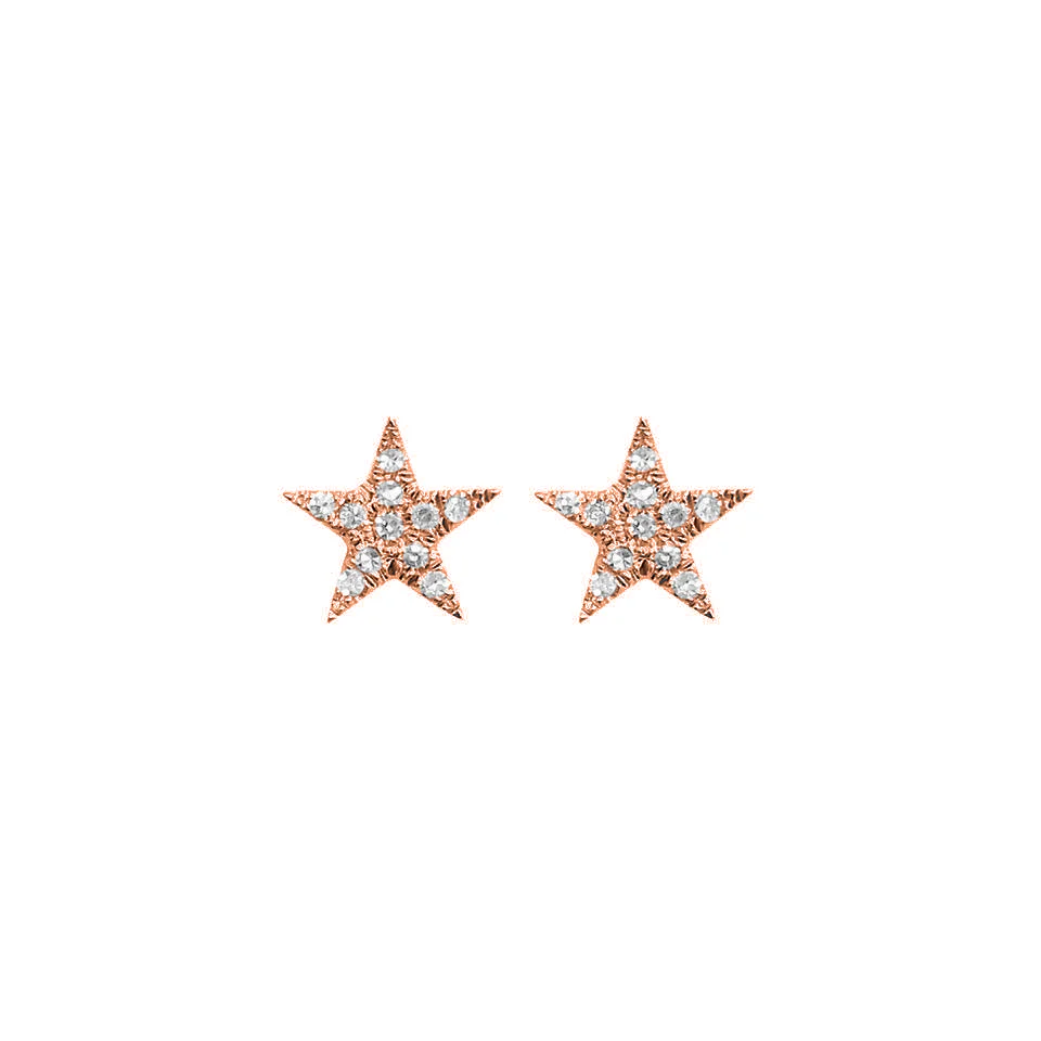 14K GOLD DIAMOND RENEE MINI STAR STUDS
