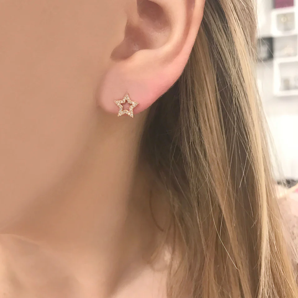 14K GOLD DIAMOND RIKKI STAR STUDS - Image 3
