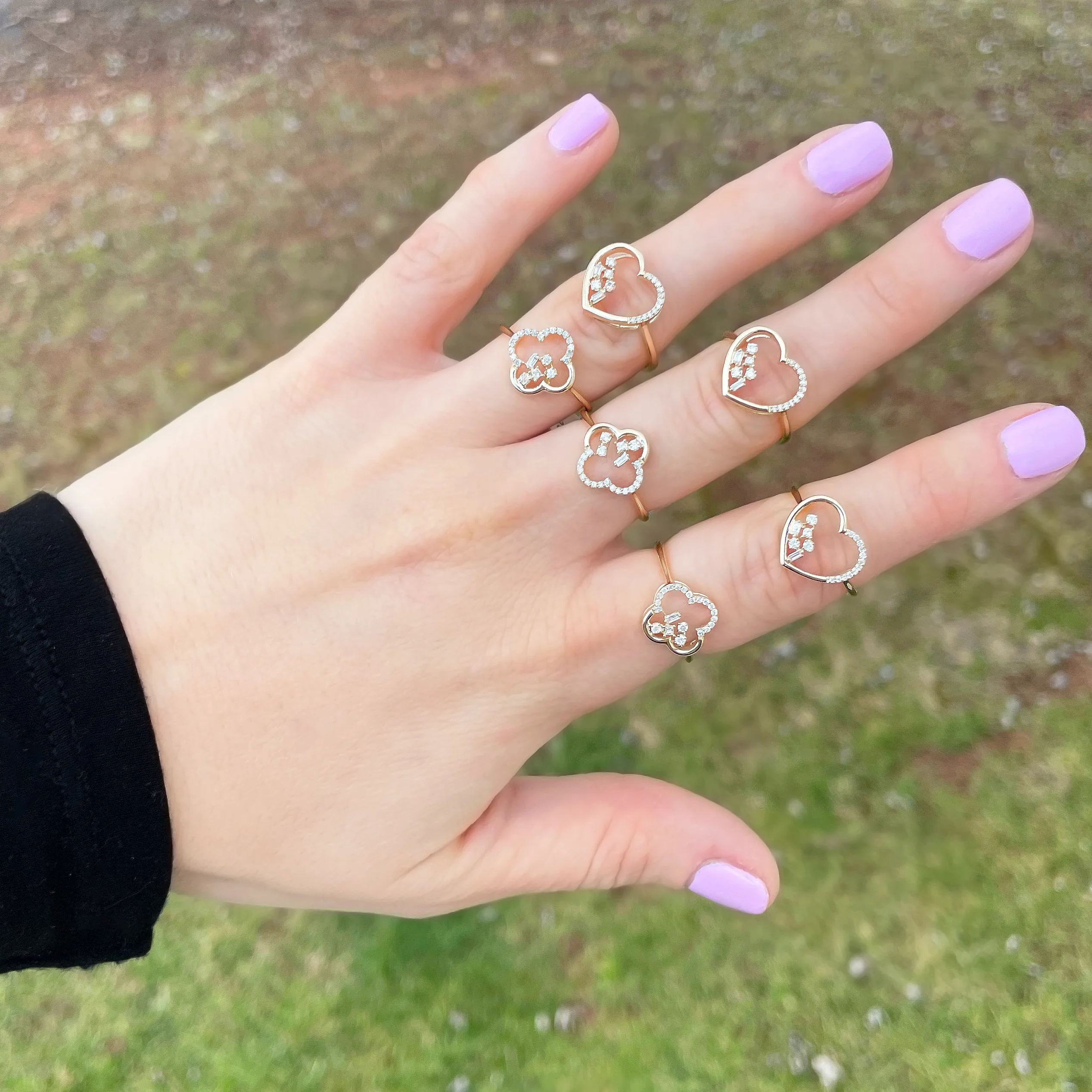 14K GOLD DIAMOND RILEY CLOVER RING - Image 3