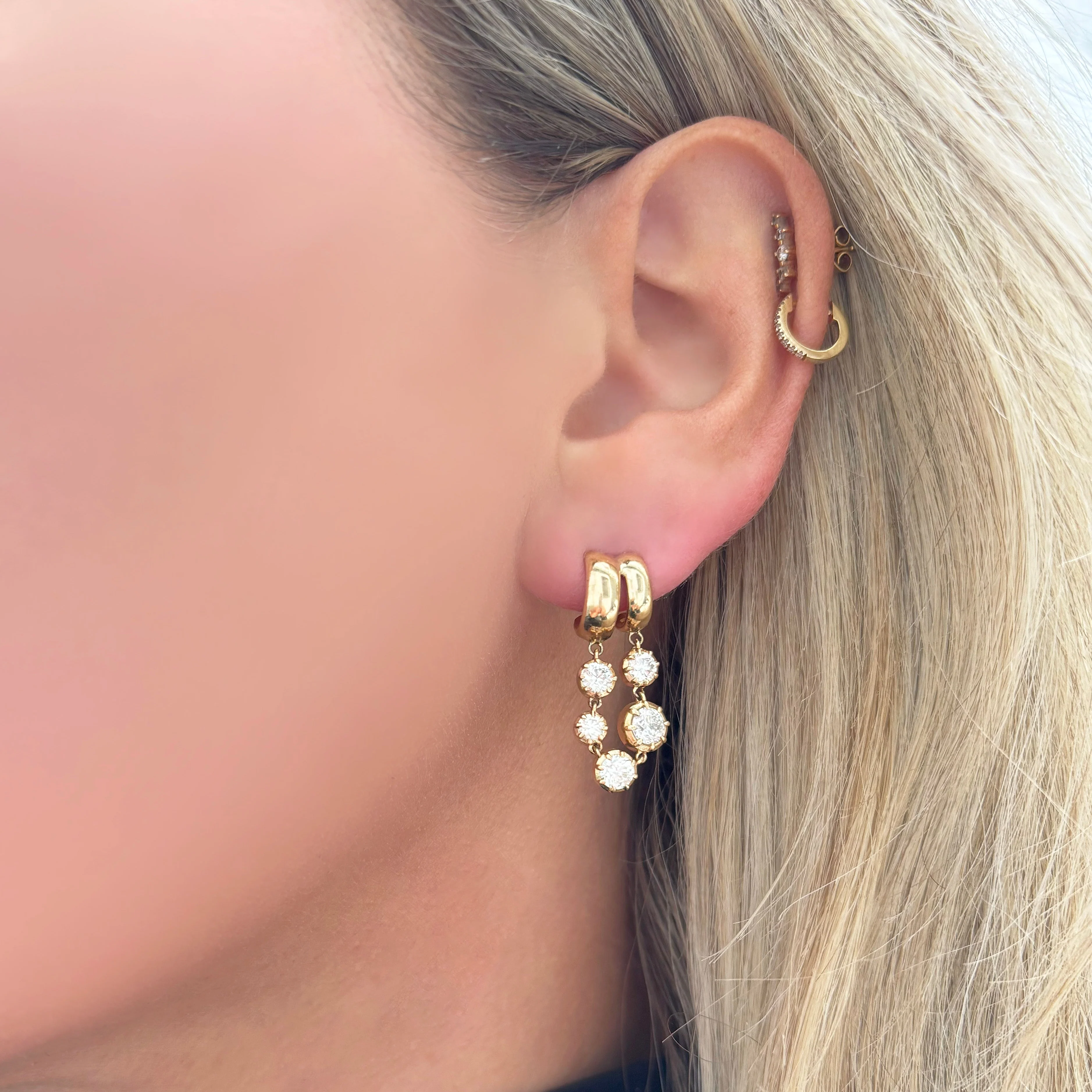 14K GOLD DIAMOND RINA EARRINGS - Image 2