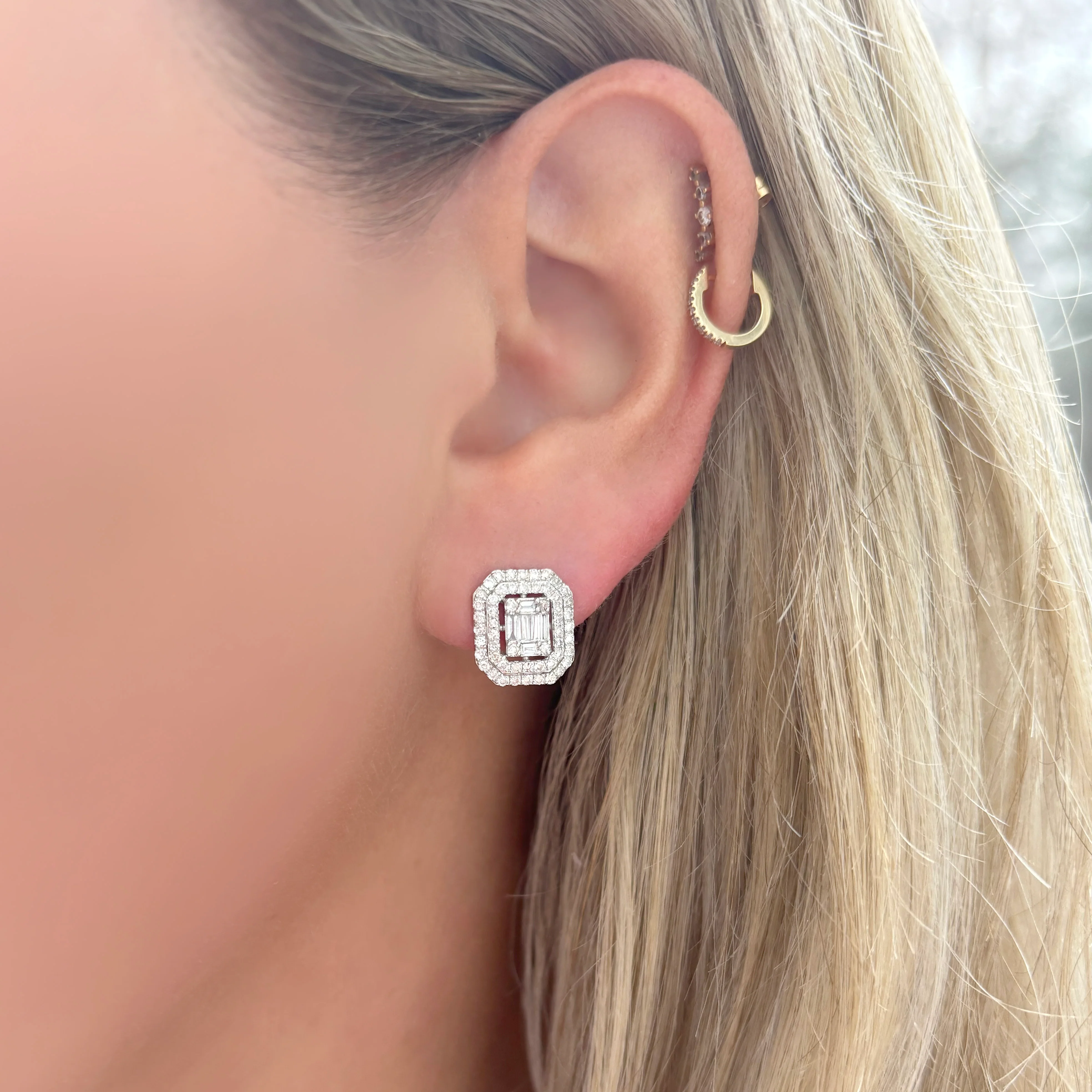 14K GOLD DIAMOND RISA STUDS - Image 2