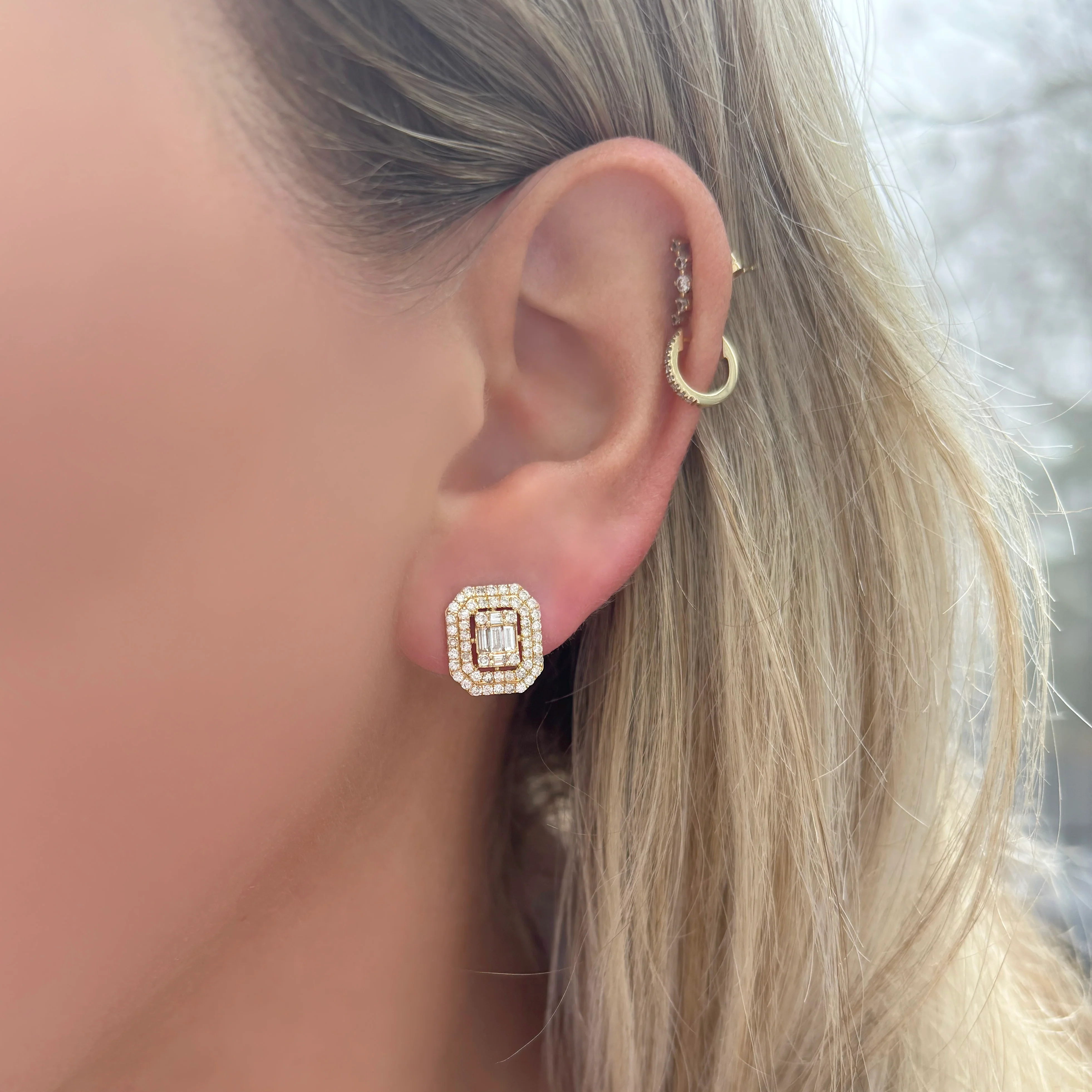 14K GOLD DIAMOND RISA STUDS - Image 4