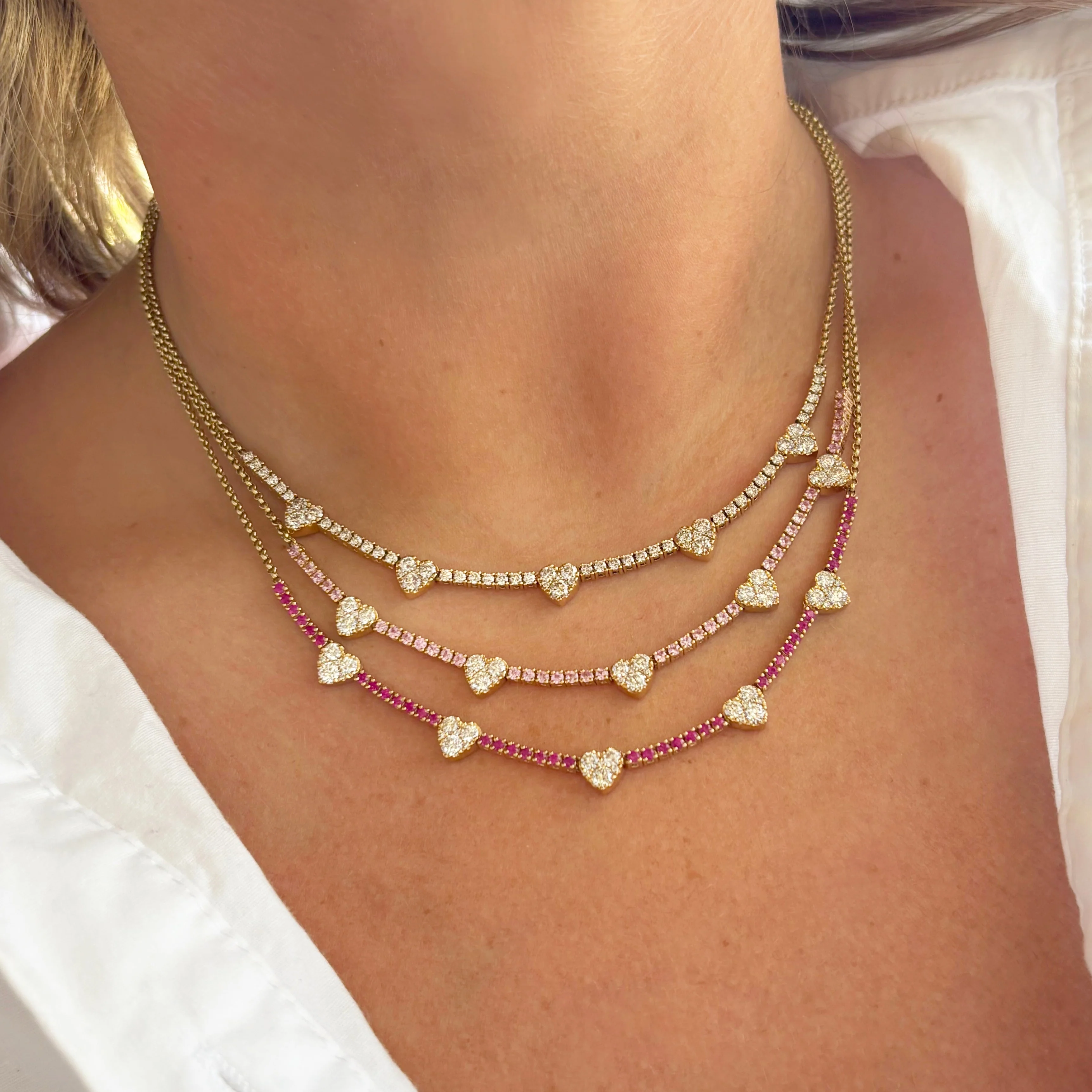 14K GOLD DIAMOND RUBY CARISSA HEART NECKLACE - Image 3