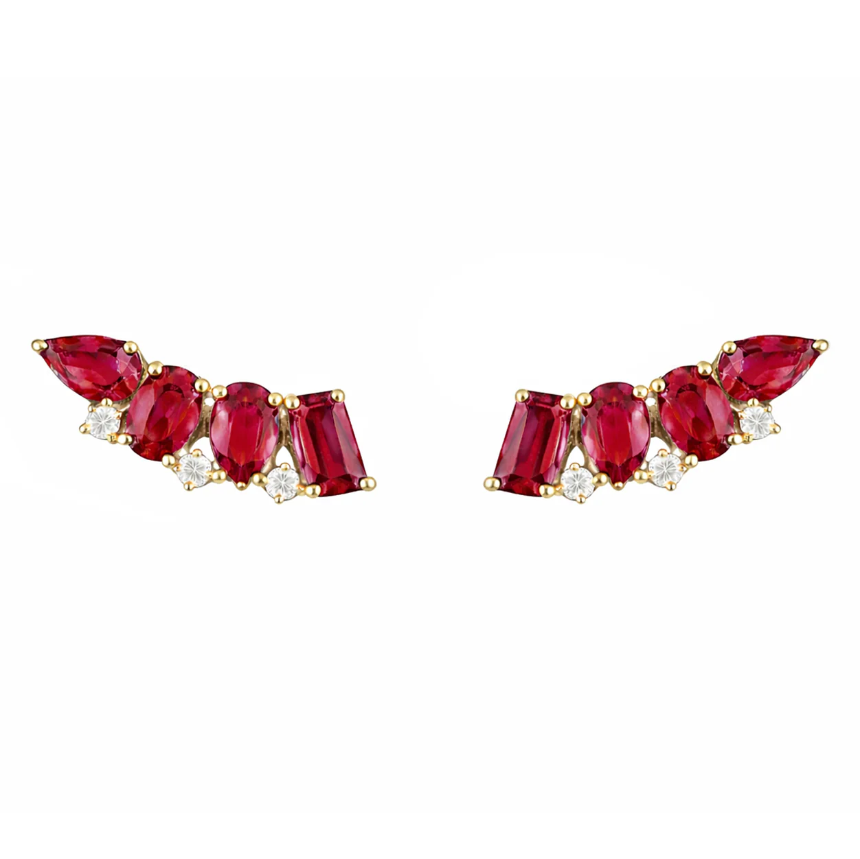 14K GOLD DIAMOND RUBY CARMIT STUDS