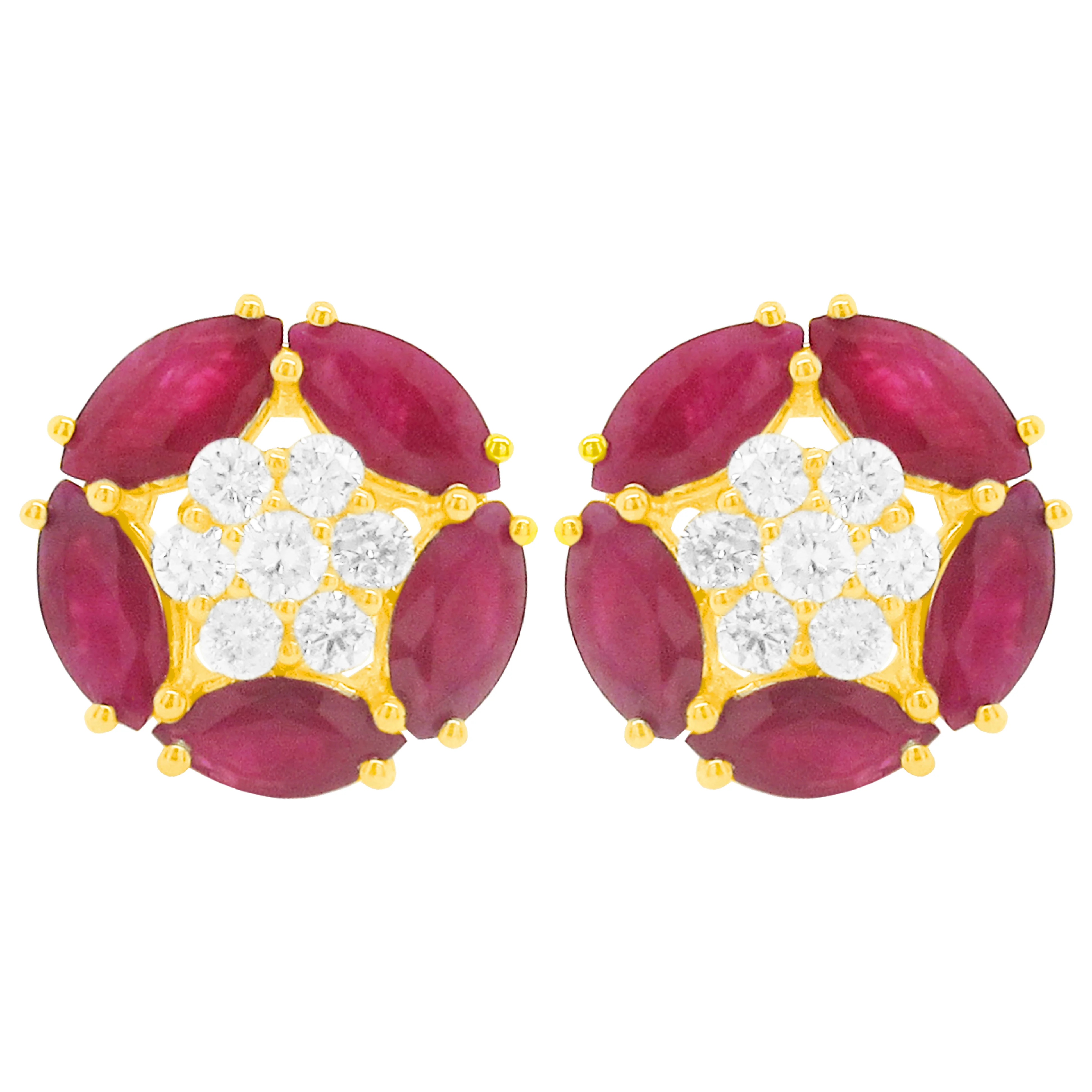 14K GOLD DIAMOND RUBY ELSA STUDS