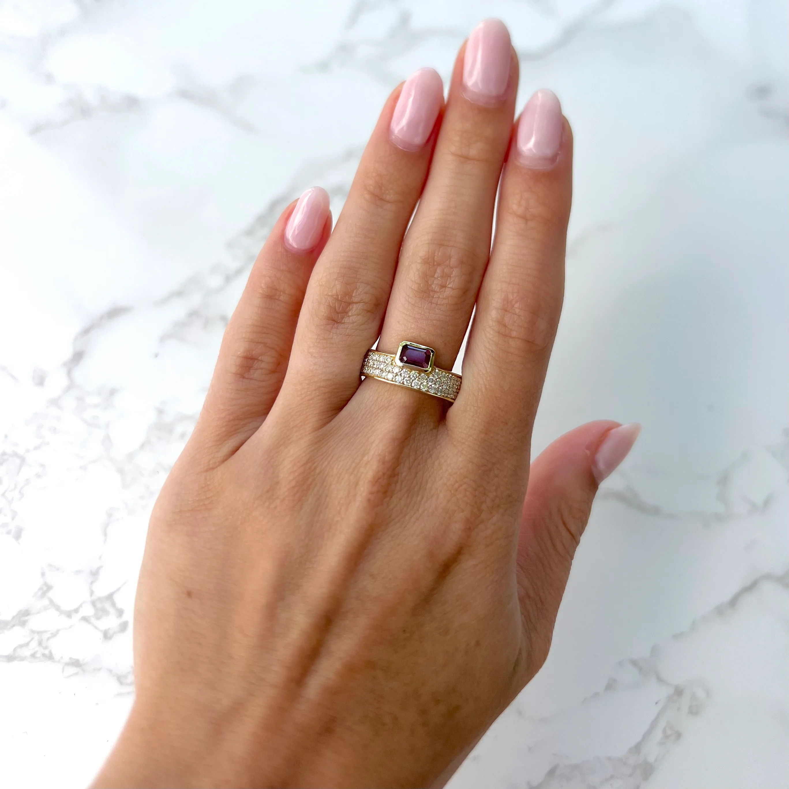 14K GOLD DIAMOND RUBY JOCELYN RING - Image 4