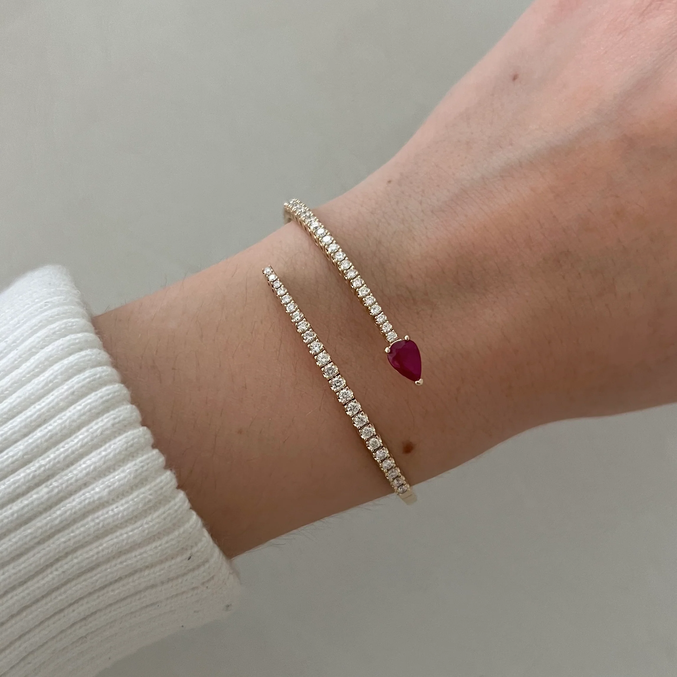 14K GOLD DIAMOND RUBY JULIETTE FLEX BANGLE