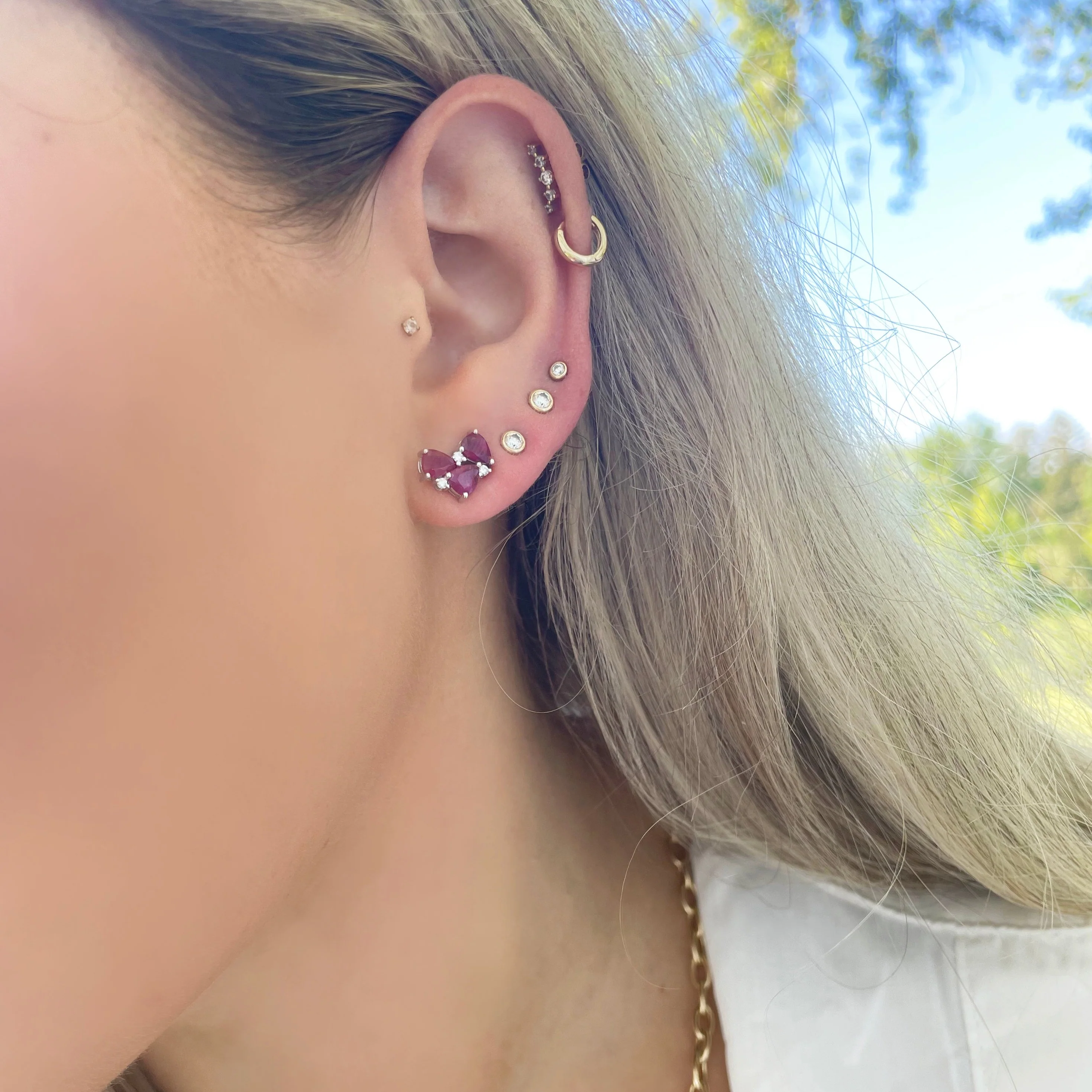 14K GOLD DIAMOND RUBY MAREN STUDS - Image 2