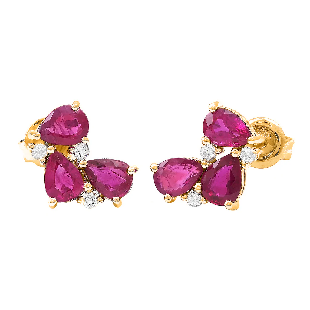 14K GOLD DIAMOND RUBY MAREN STUDS - Image 3