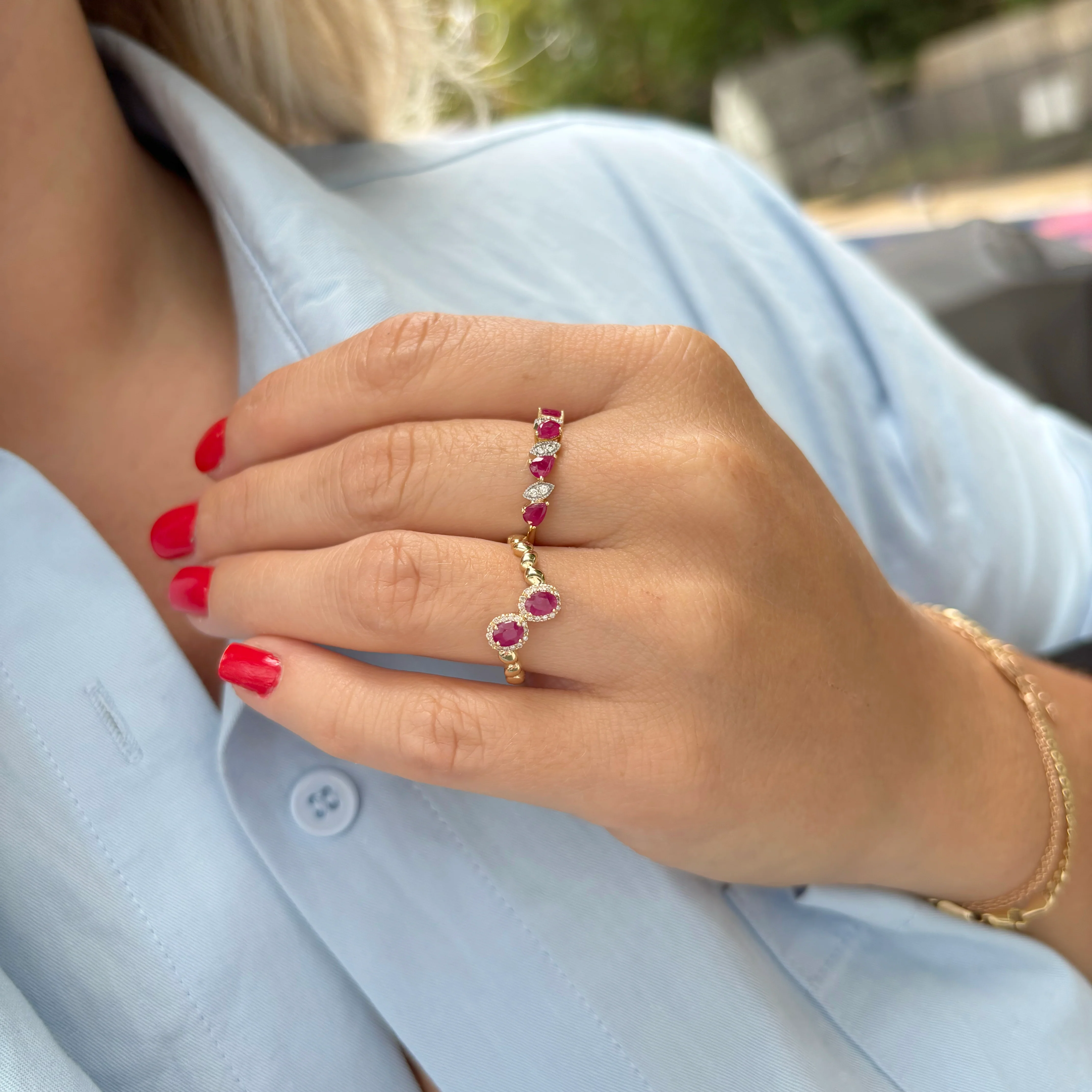 14K GOLD DIAMOND RUBY SELENA RING - Image 2