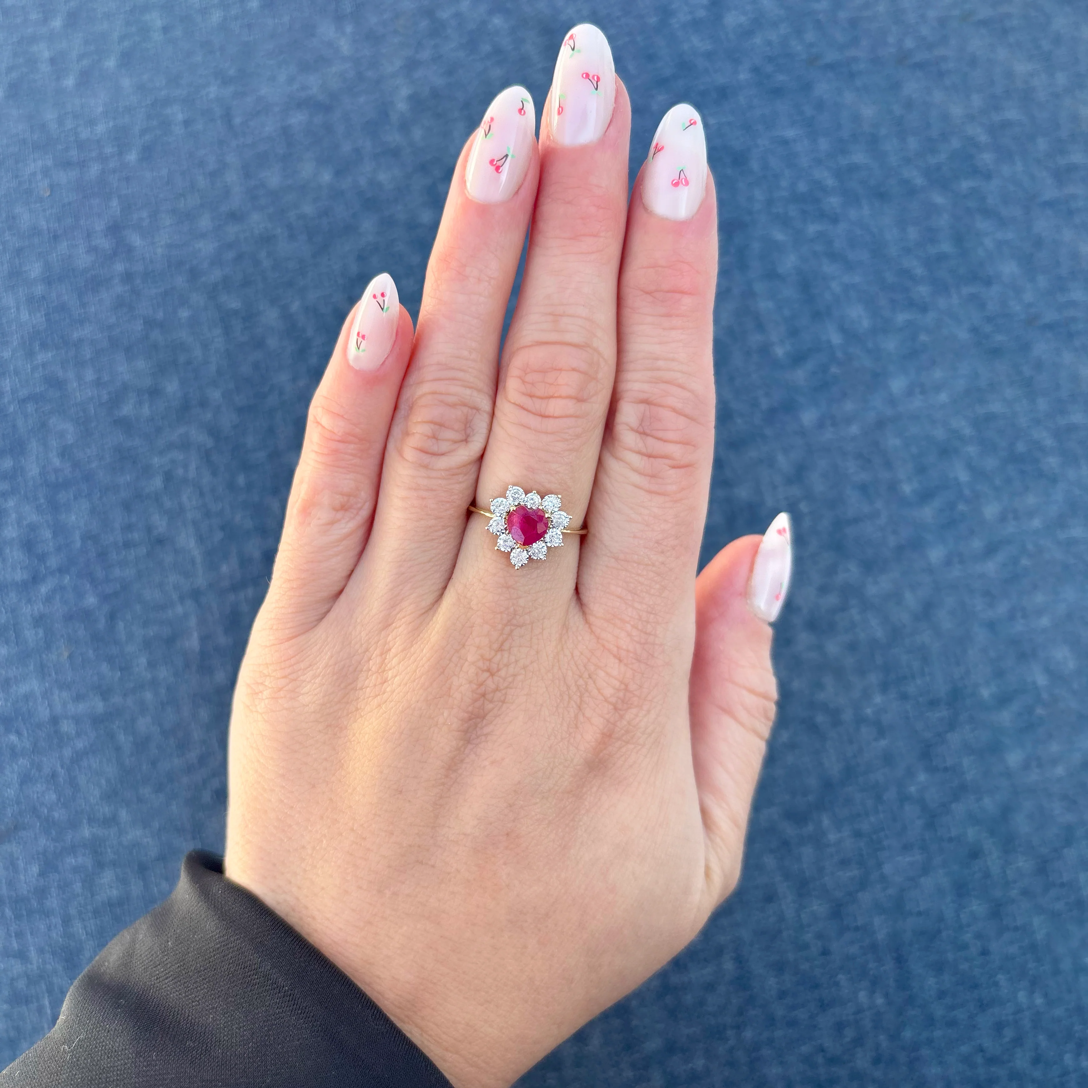 14K GOLD DIAMOND RUBY THEA HEART RING - Image 3