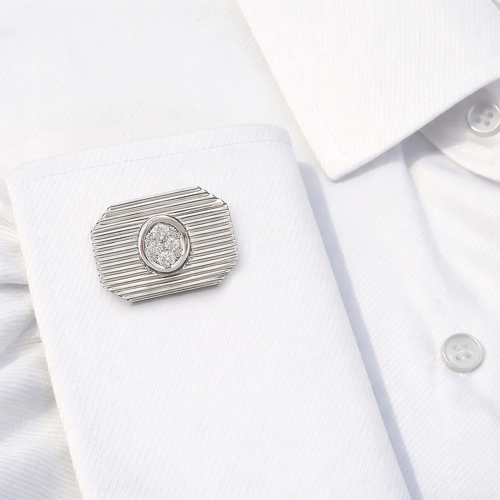 14K GOLD DIAMOND SAMMY POLISHED CUFFLINKS - Image 2