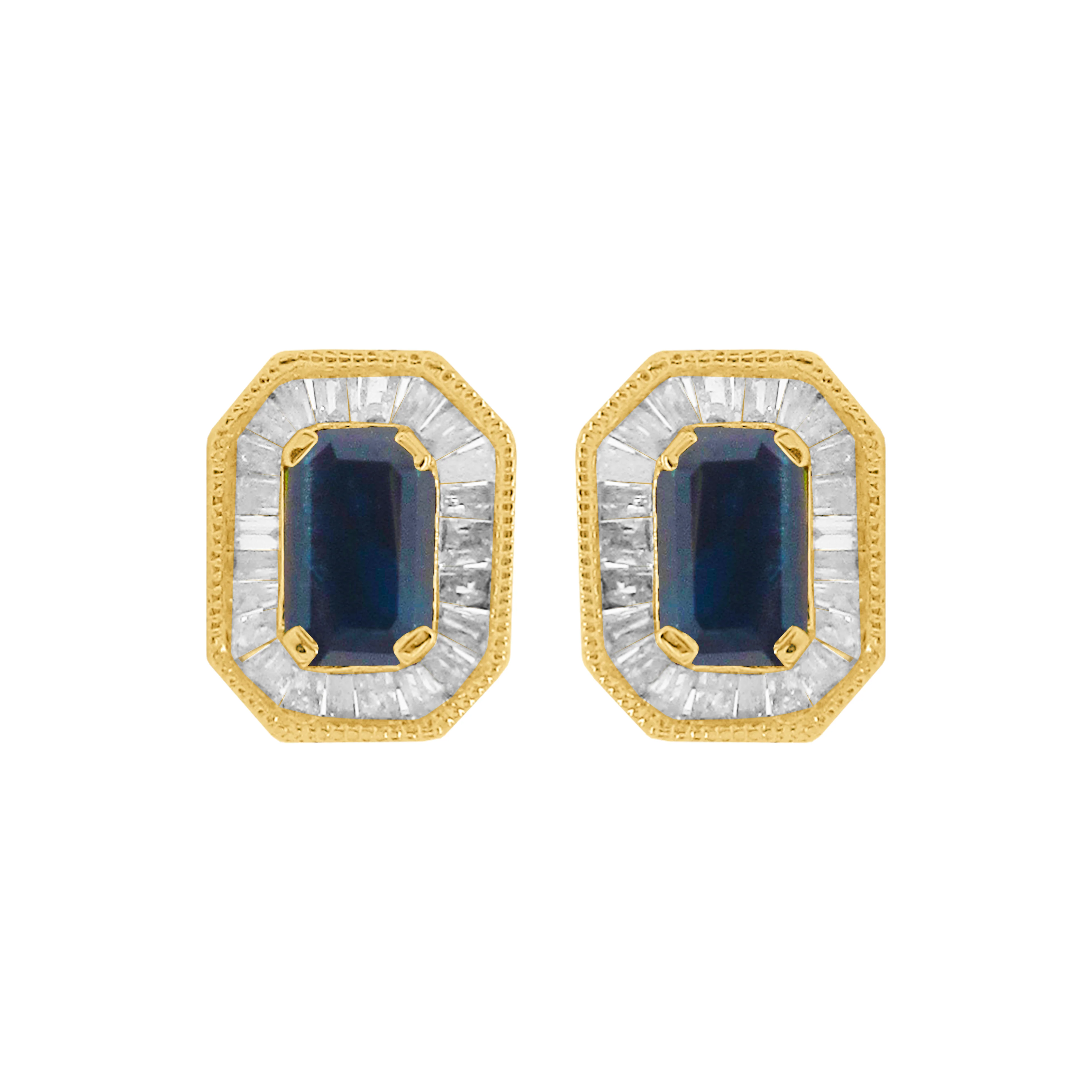 14K GOLD DIAMOND SAPPHIRE CLAIRE STUDS