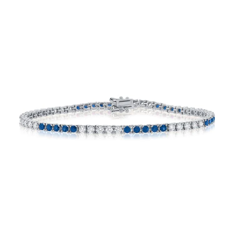 14K GOLD DIAMOND SAPPHIRE COLETTE TENNIS BRACELET - Image 3