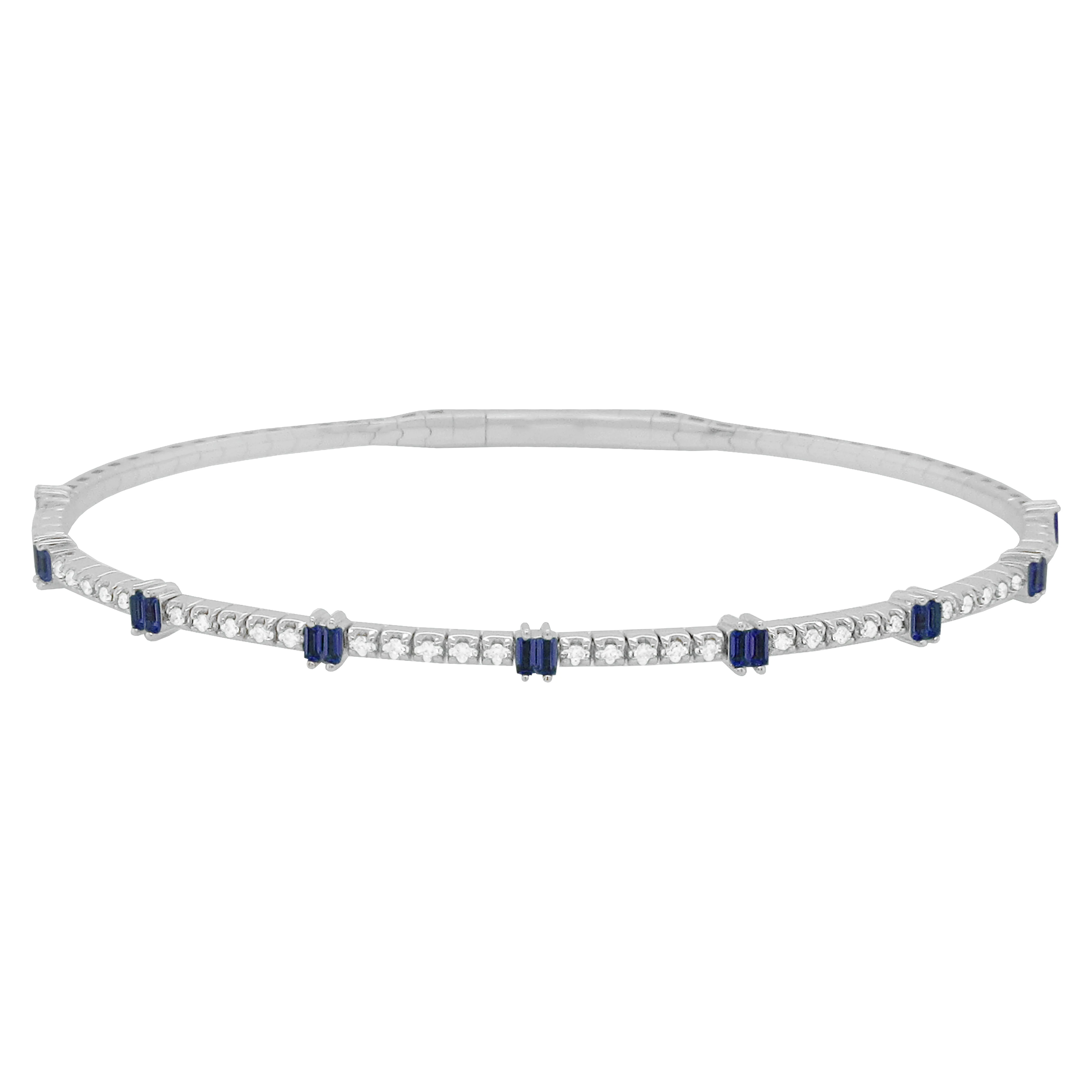 14K GOLD DIAMOND SAPPHIRE KAIA FLEX BANGLE - Image 3