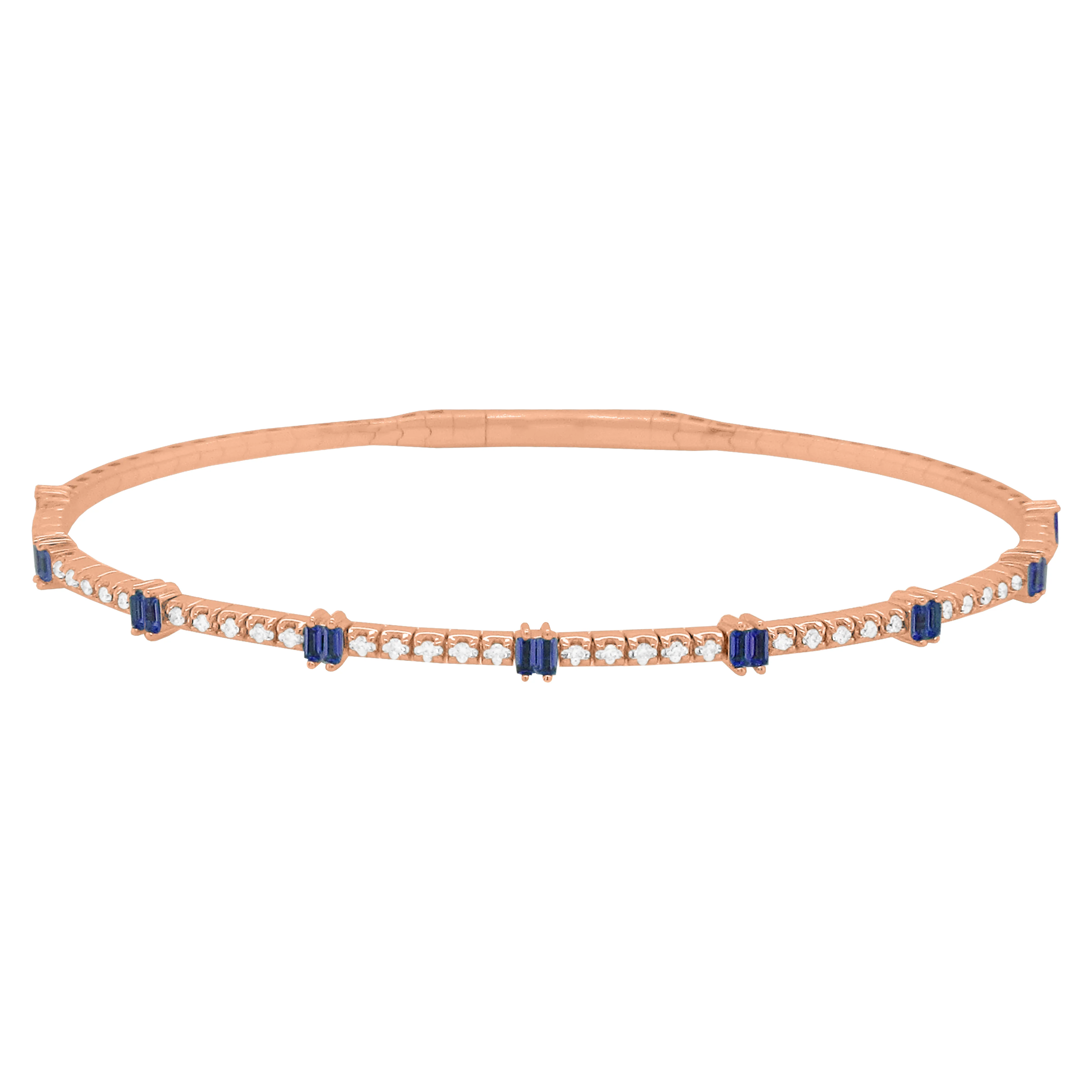 14K GOLD DIAMOND SAPPHIRE KAIA FLEX BANGLE - Image 4