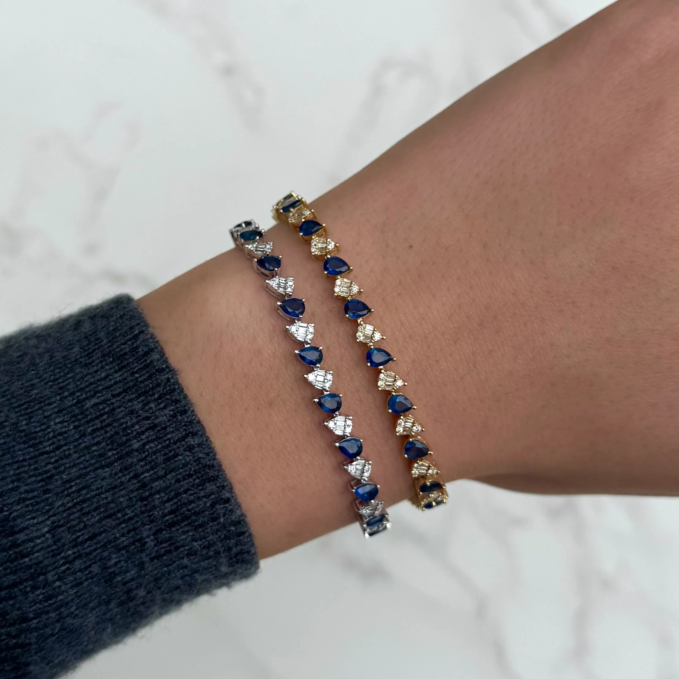 14K GOLD DIAMOND SAPPHIRE MYLLIE BRACELET - Image 2
