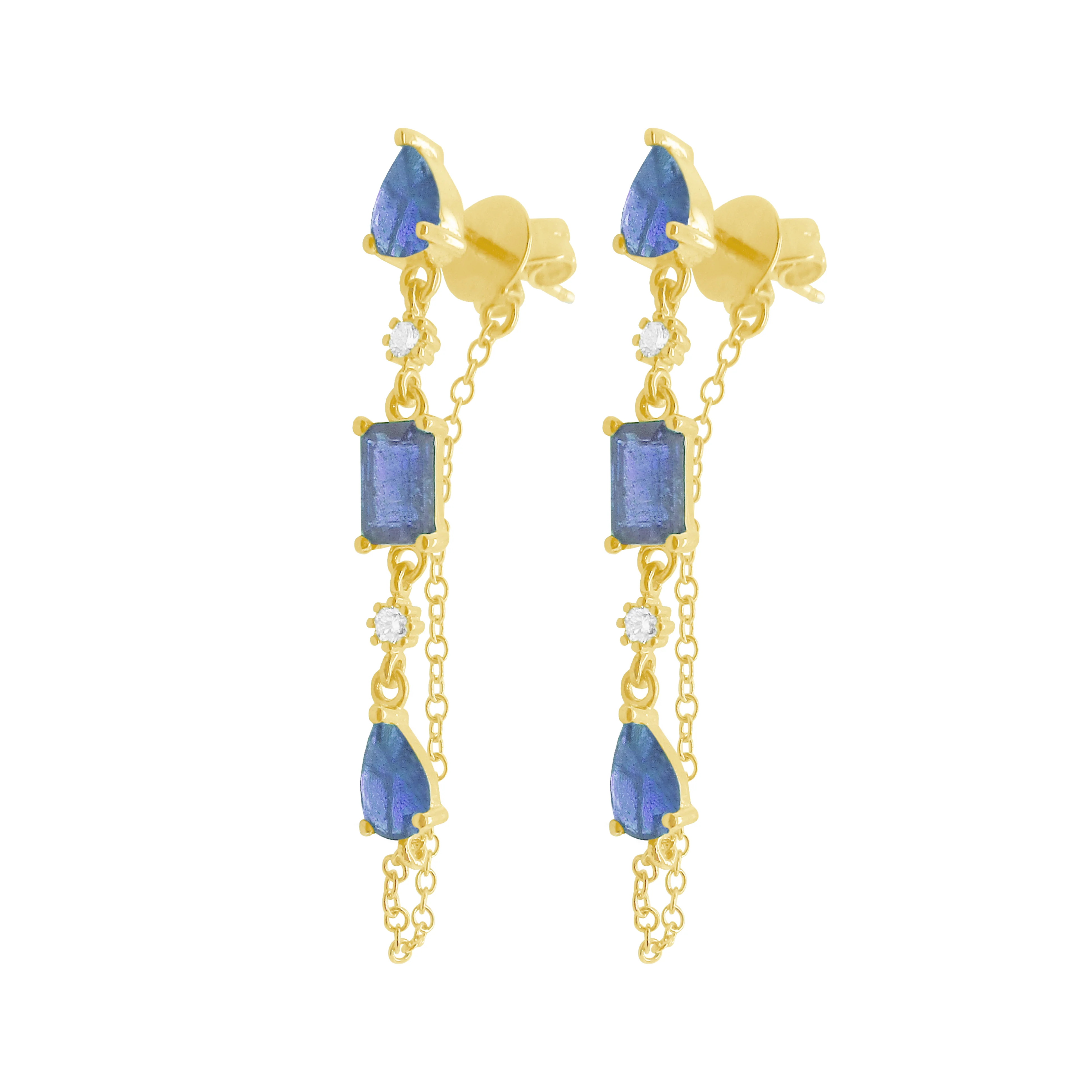 14K GOLD DIAMOND SAPPHIRE SIERRA EARRINGS