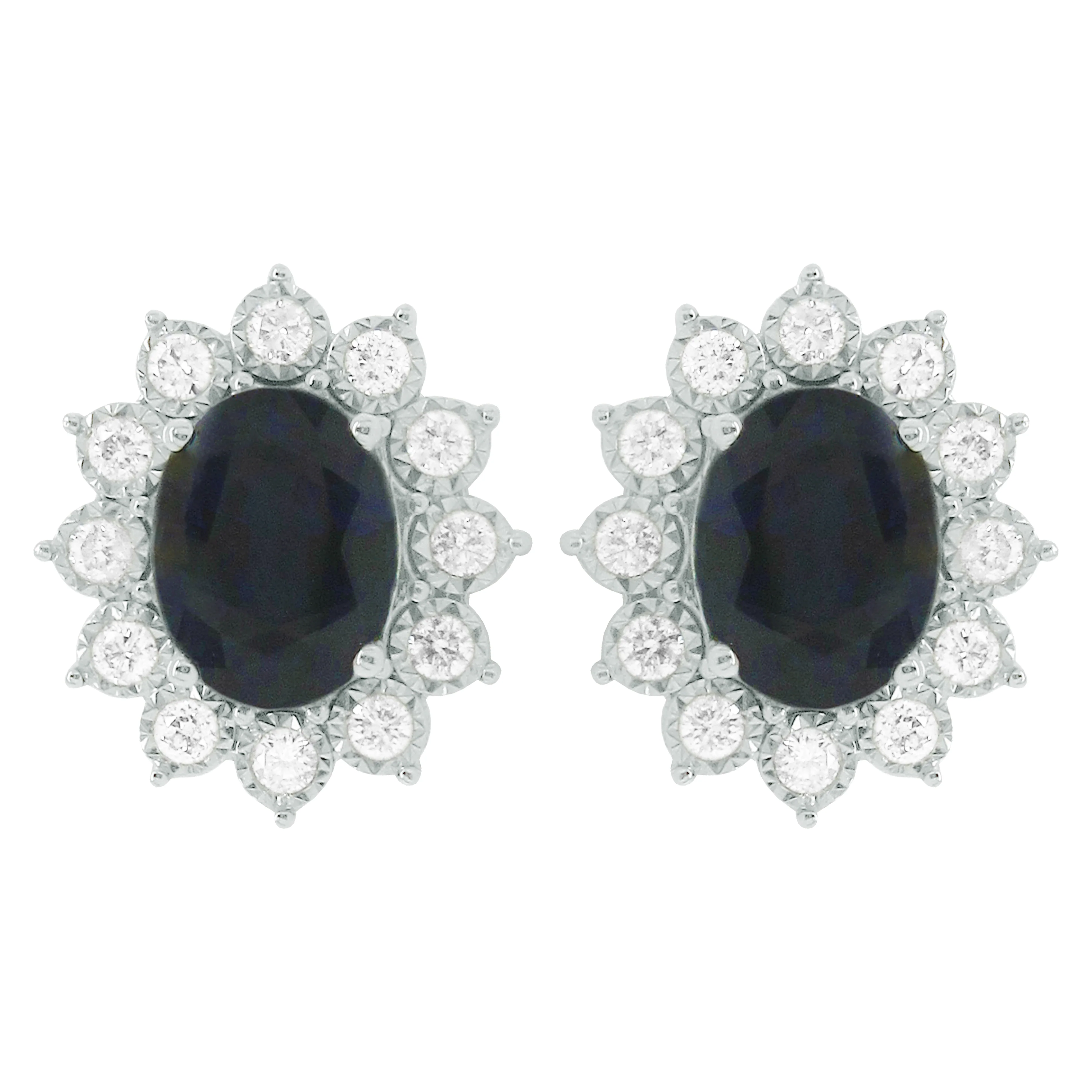 14K GOLD DIAMOND SAPPHIRE SOFIA STUDS