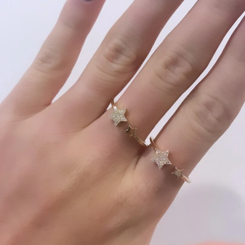 14K GOLD DIAMOND IRIS STAR RING - Image 2